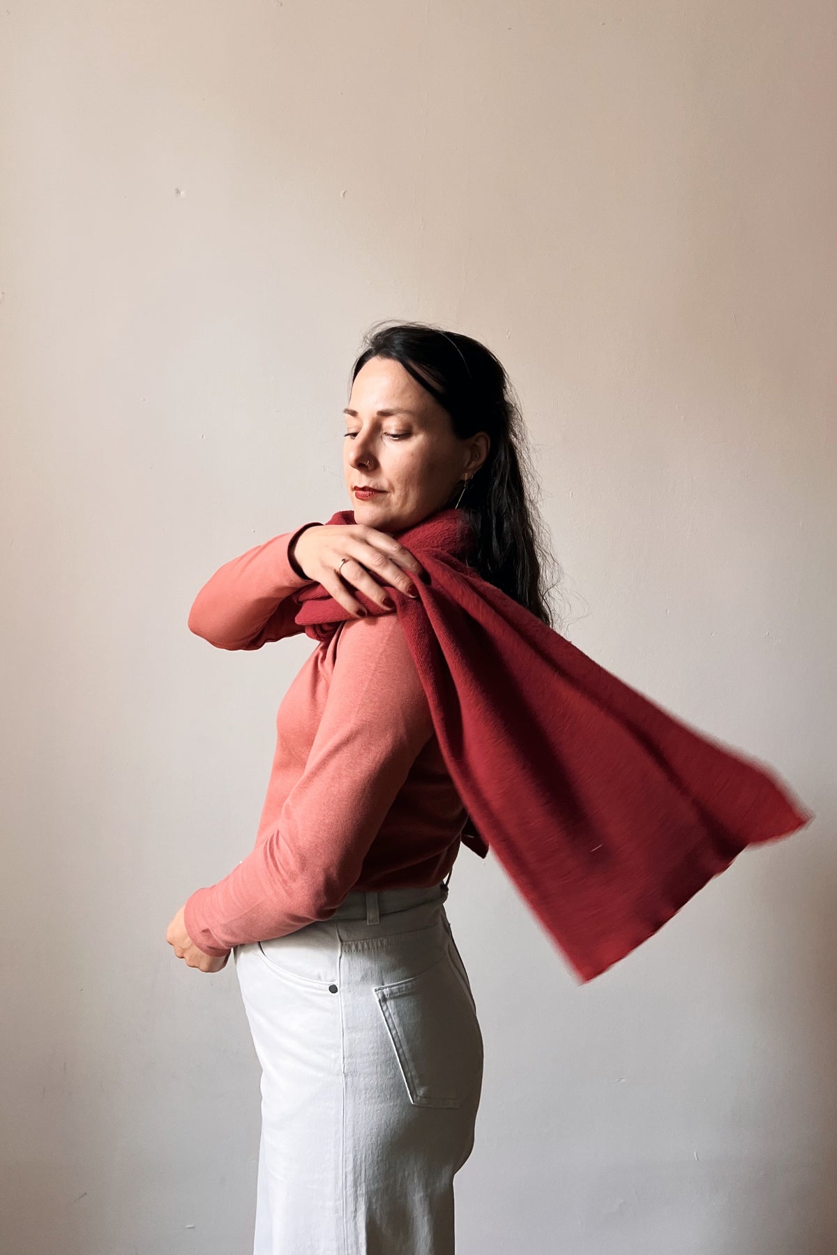 Knitted Scarf - Brick Red