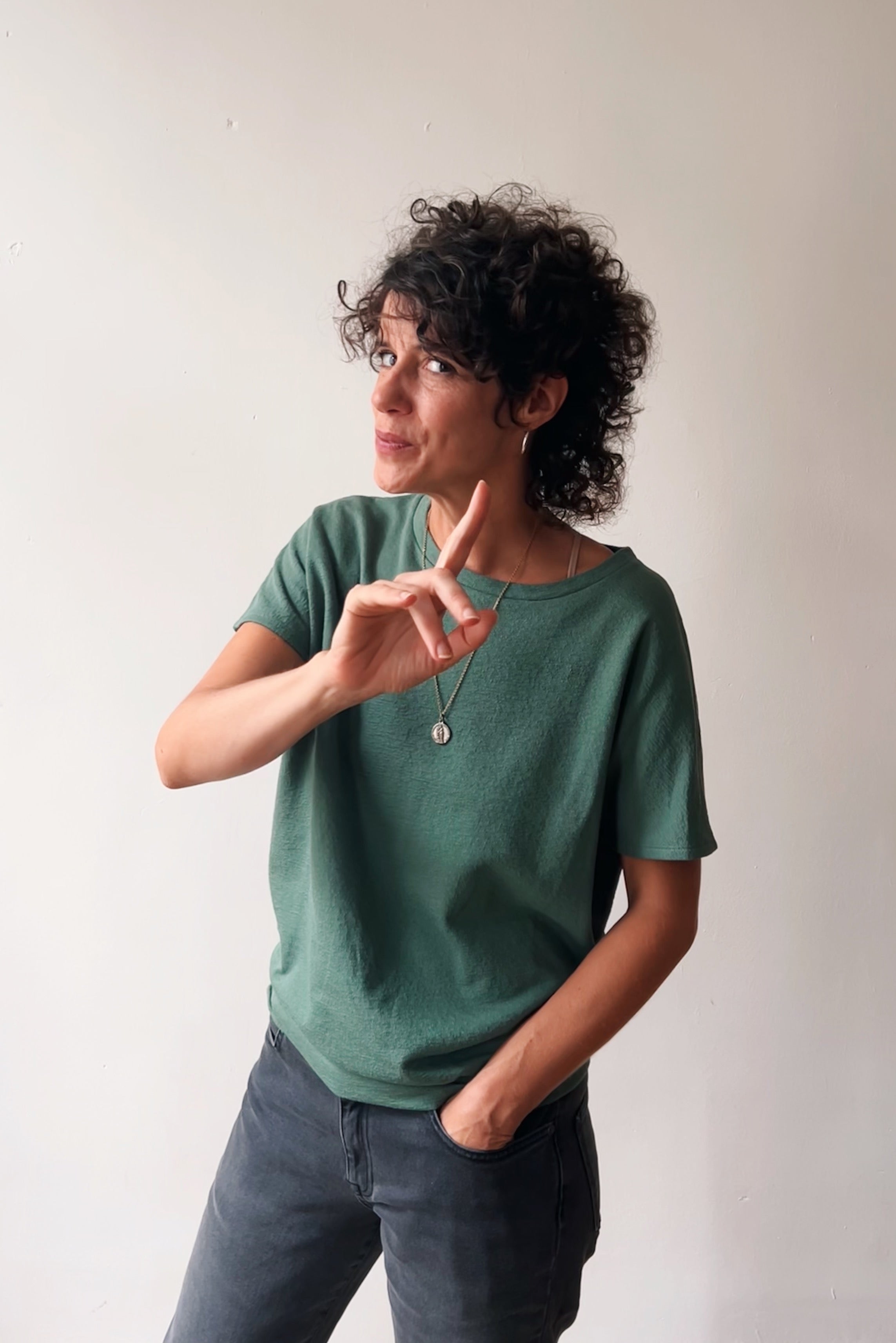 Shortsleeve Sweater Lucia - Soft Sage