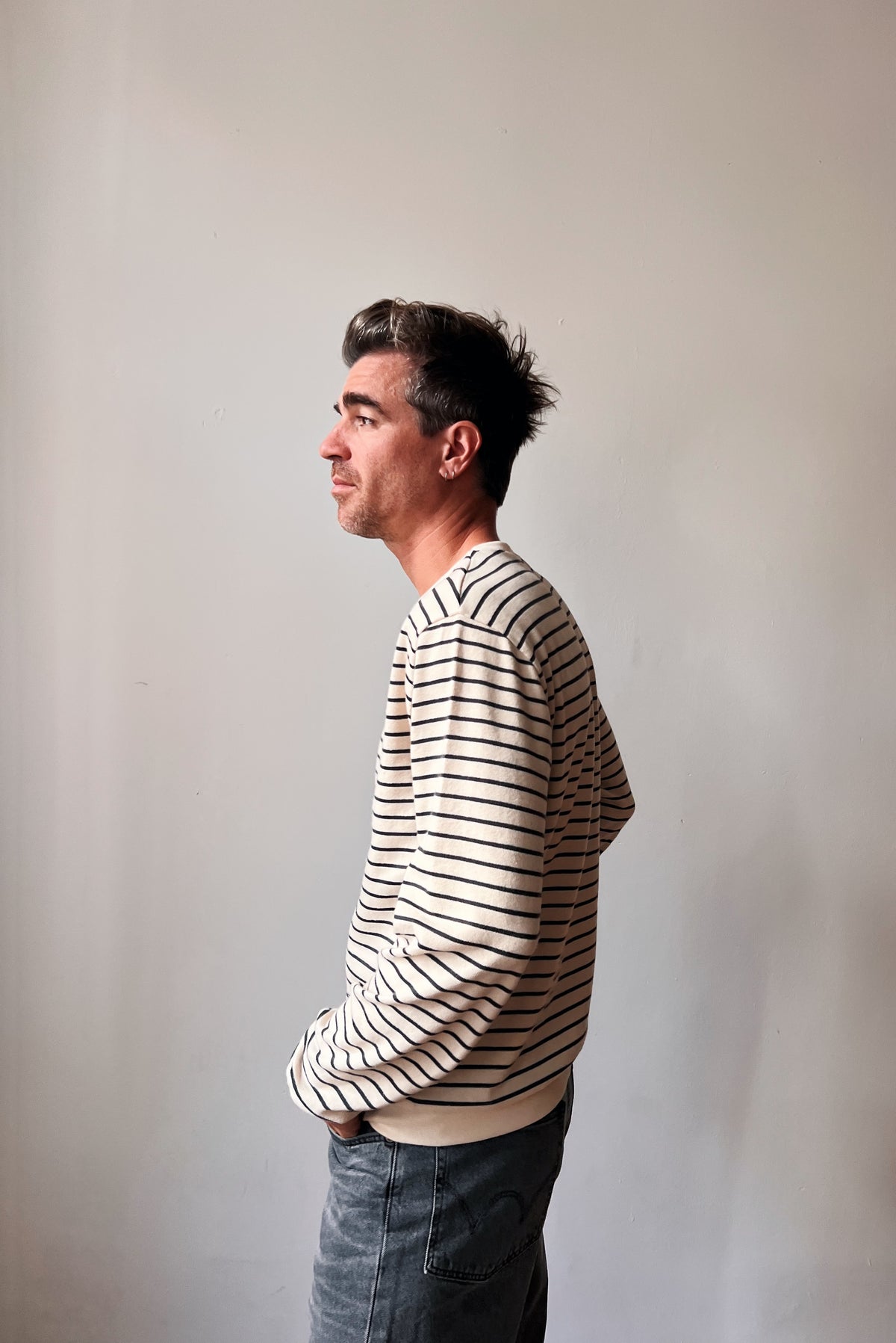 Sweatshirt Seb - Oat Grey Stripes