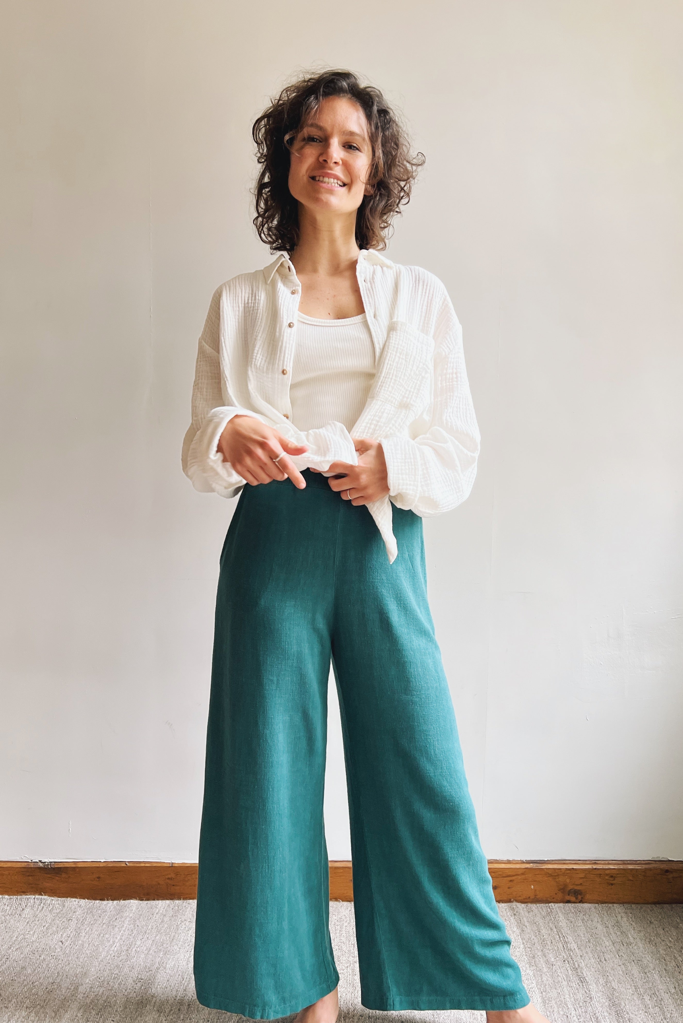 the dão store - Wide 7/8 Pants Mira - Bistro Green - Pants | Jumpsuits