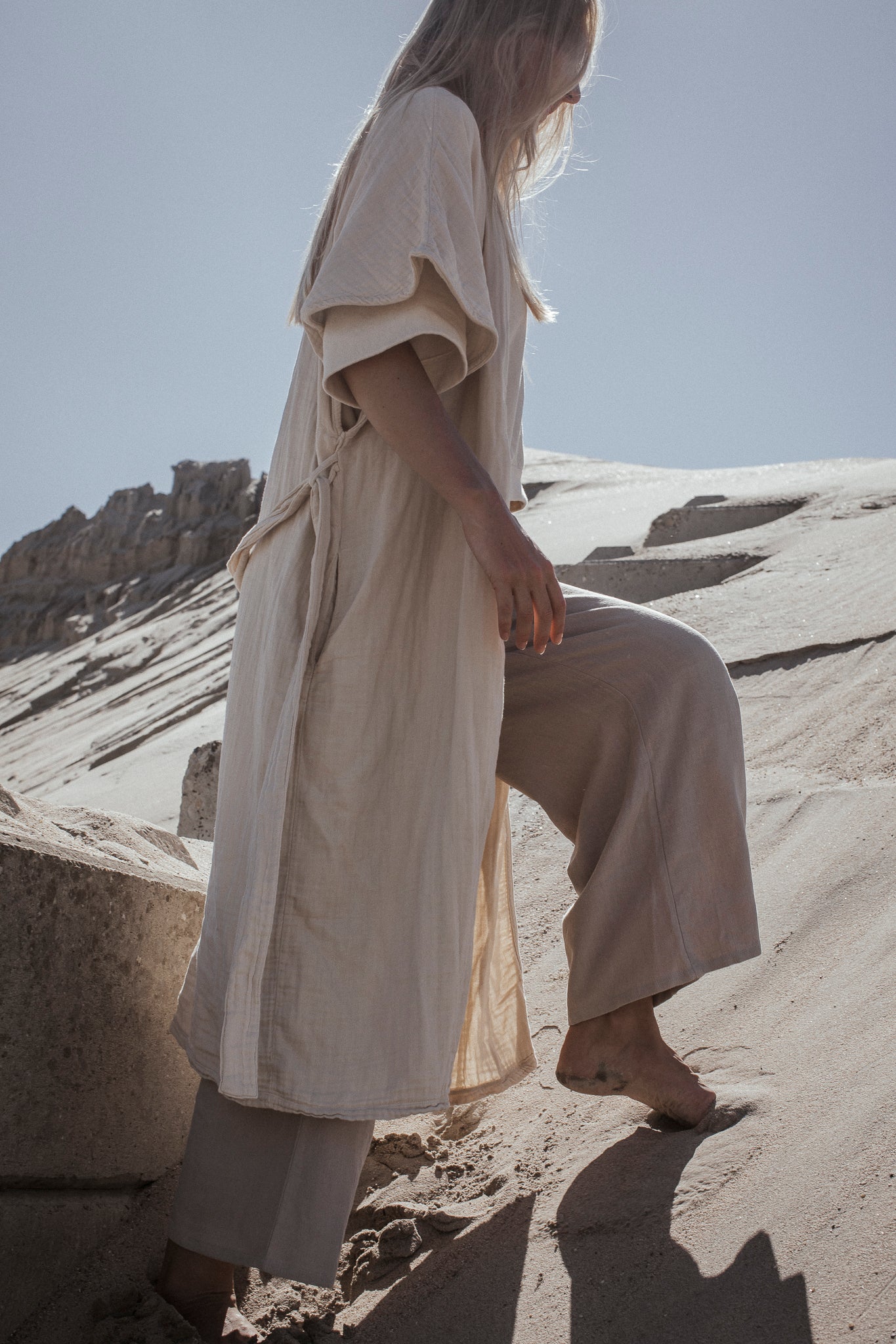 the dão store - Wide 7/8 Pants Mira - Light Taupe - Pants | Jumpsuits