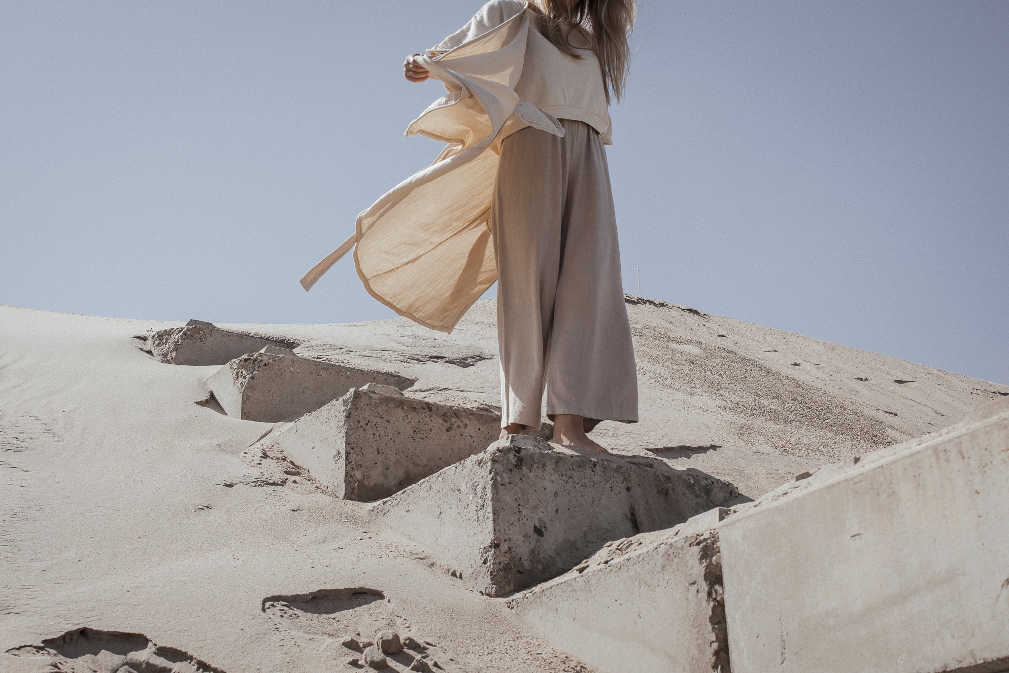 the dão store - Wide 7/8 Pants Mira - Light Taupe - Pants | Jumpsuits