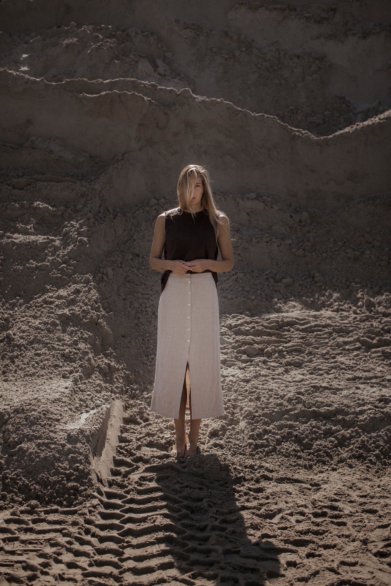 the dão store - Skirt with buttons Luna - Light Taupe - Skirts | Dresses