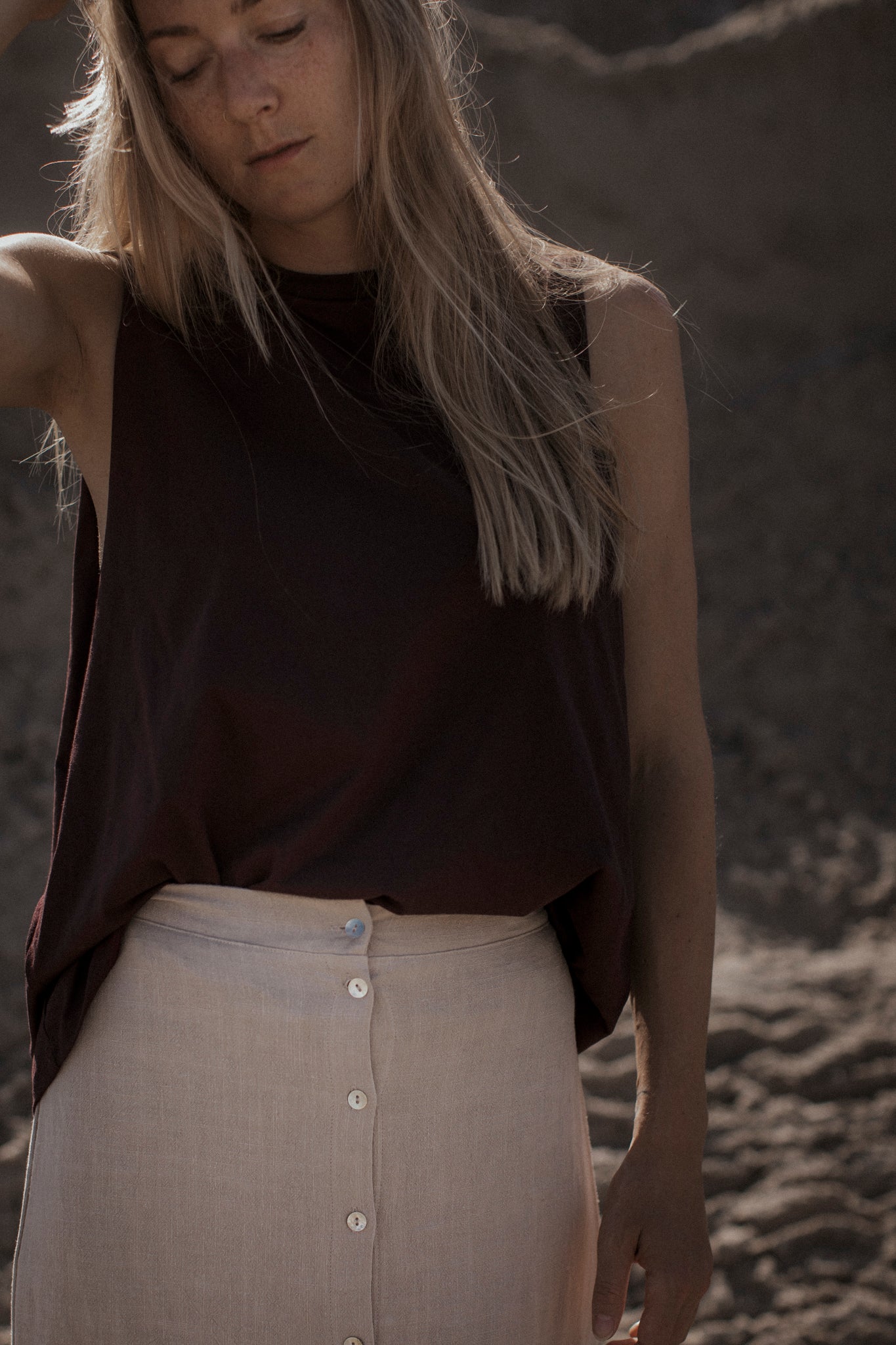 the dão store - Skirt with buttons Luna - Light Taupe - Skirts | Dresses
