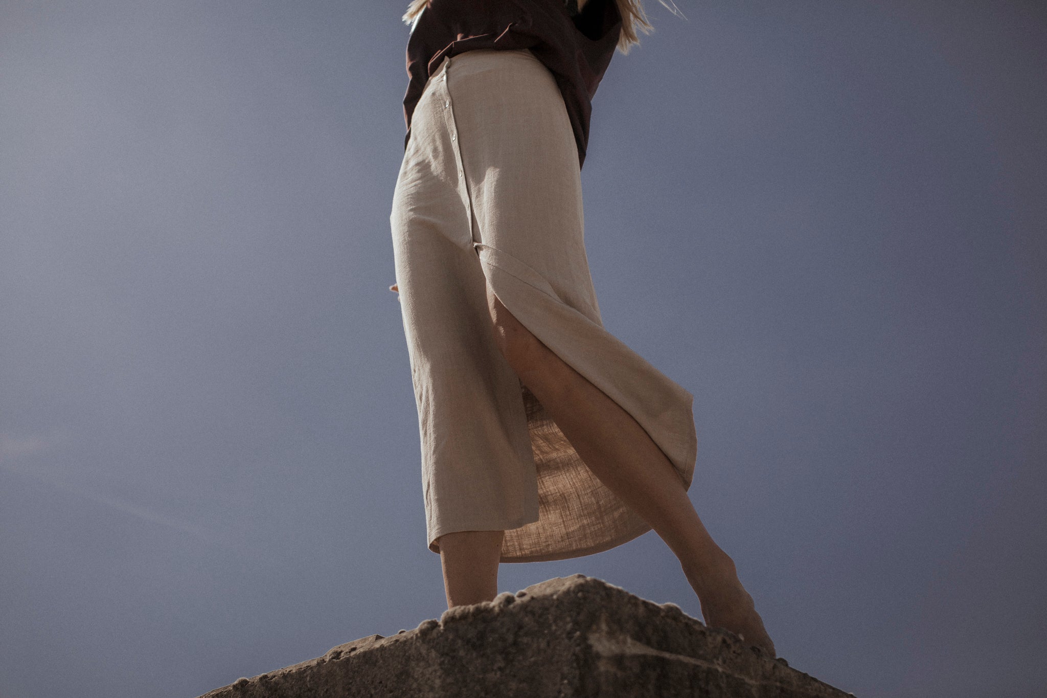 the dão store - Skirt with buttons Luna - Light Taupe - Skirts | Dresses