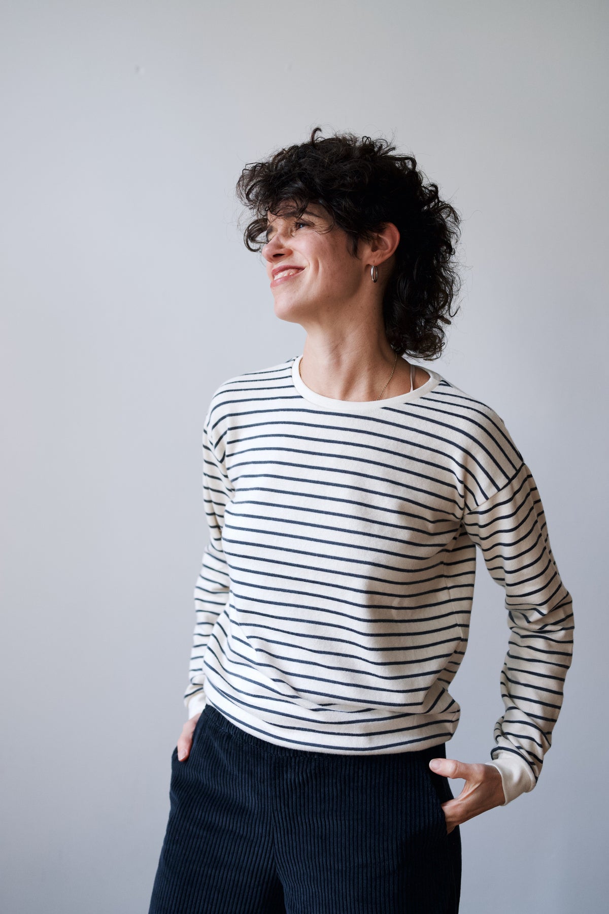 Sweatshirt Sam - Oat Grey Stripes