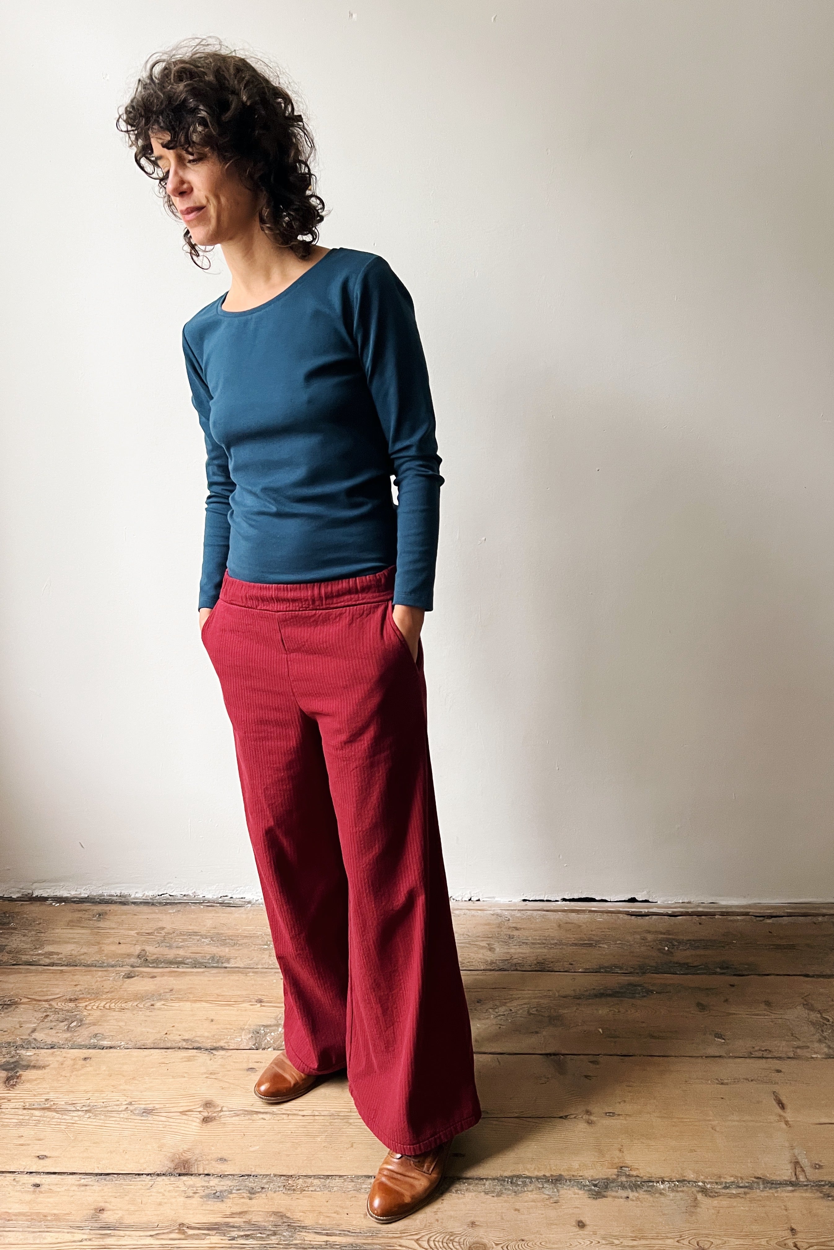 Wide Pants Marta - Reversed Corduroy - Pomegranate