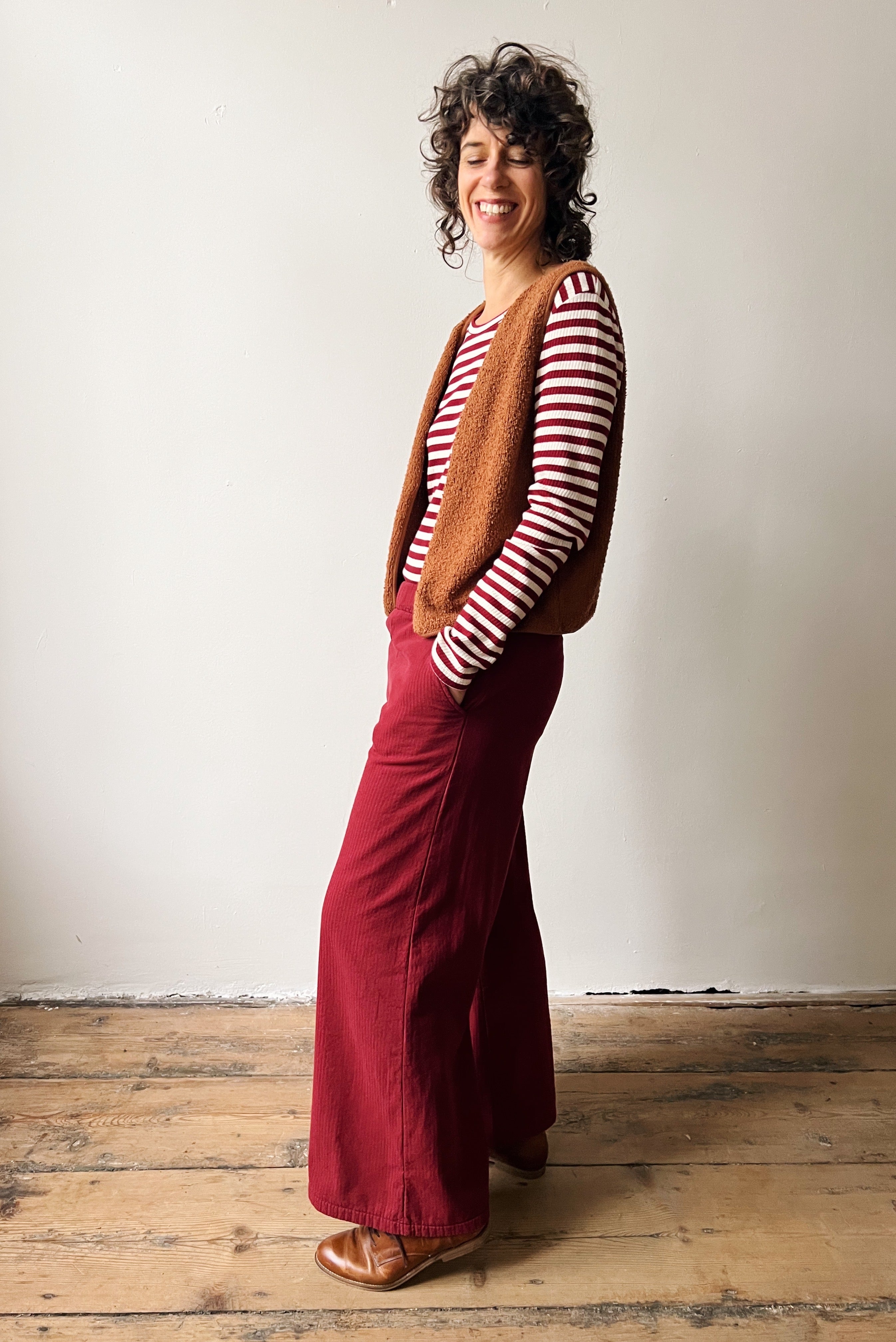 Wide Pants Marta - Reversed Corduroy - Pomegranate