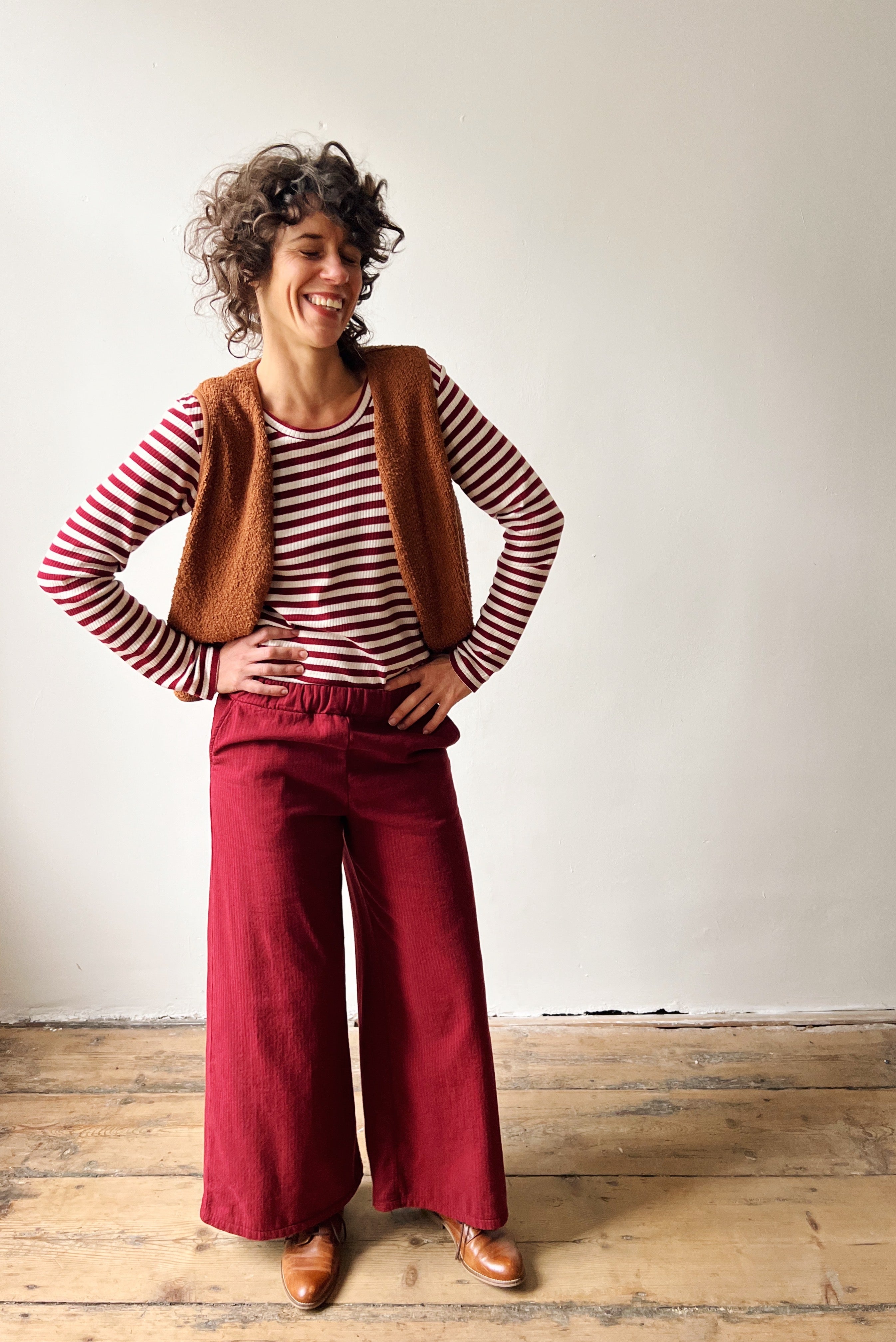 Wide Pants Marta - Reversed Corduroy - Pomegranate
