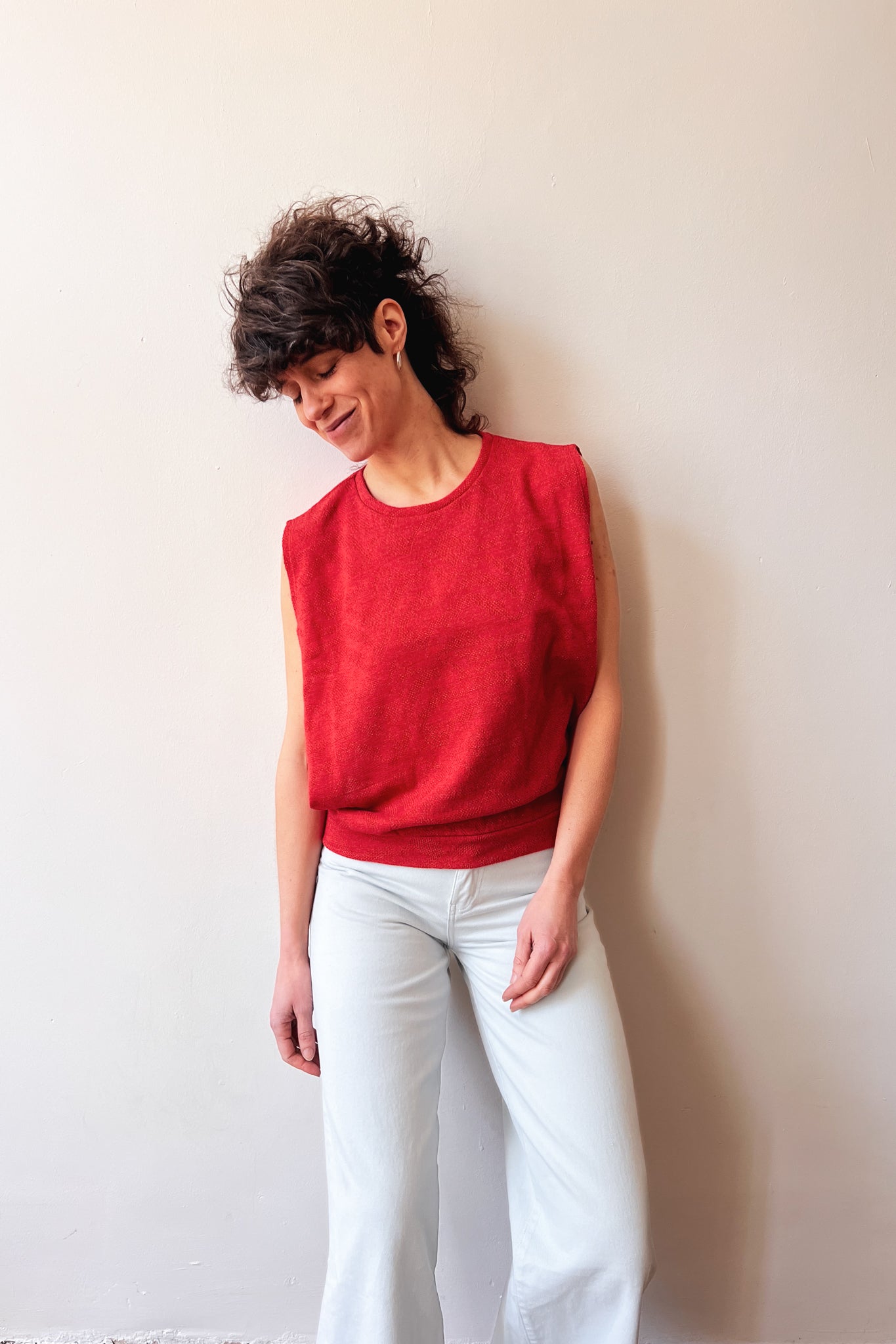 Sleeveless Sweater Sienna - Coral Jacquard