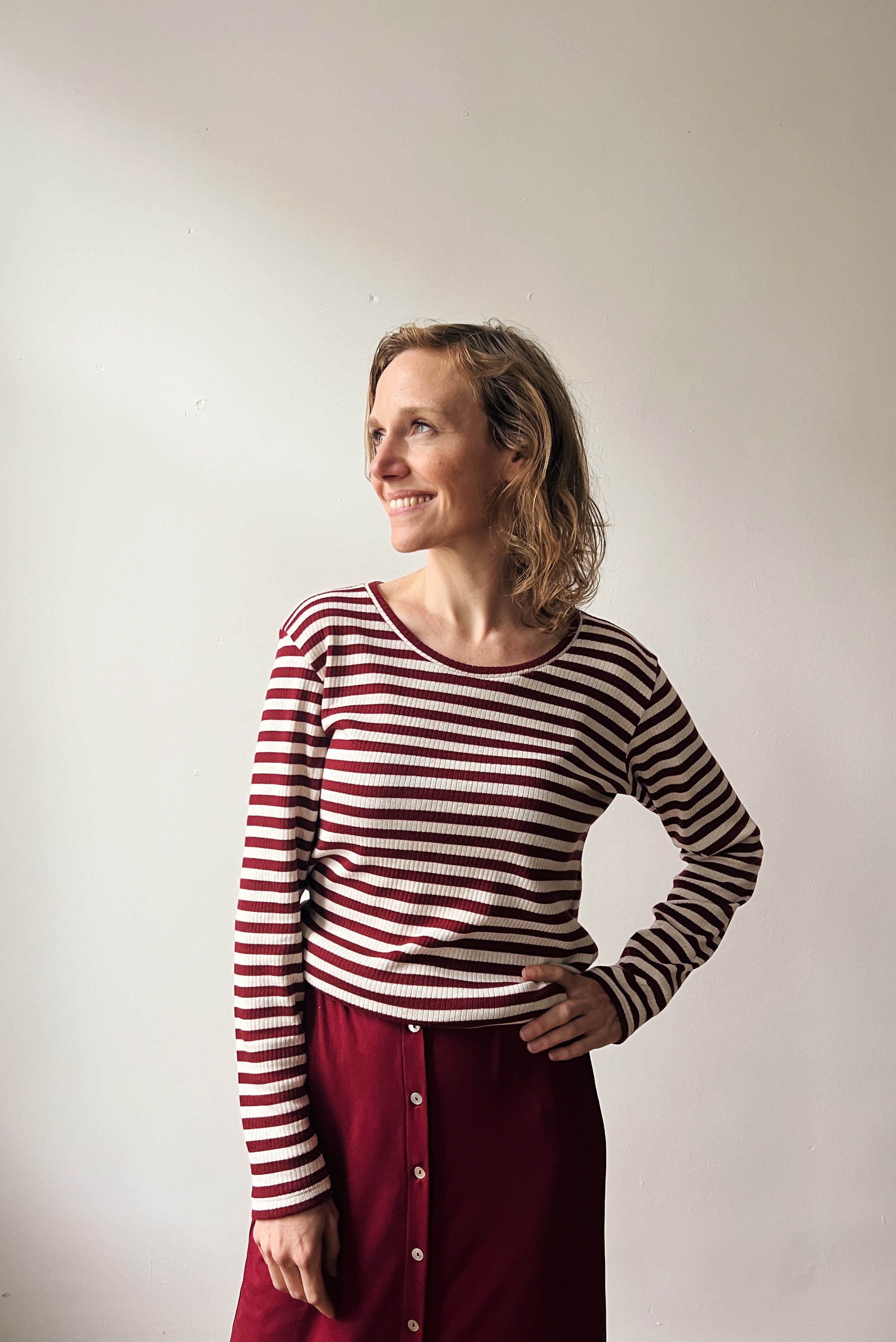 Longsleeve Jula - Pomegranate Stripes Rib