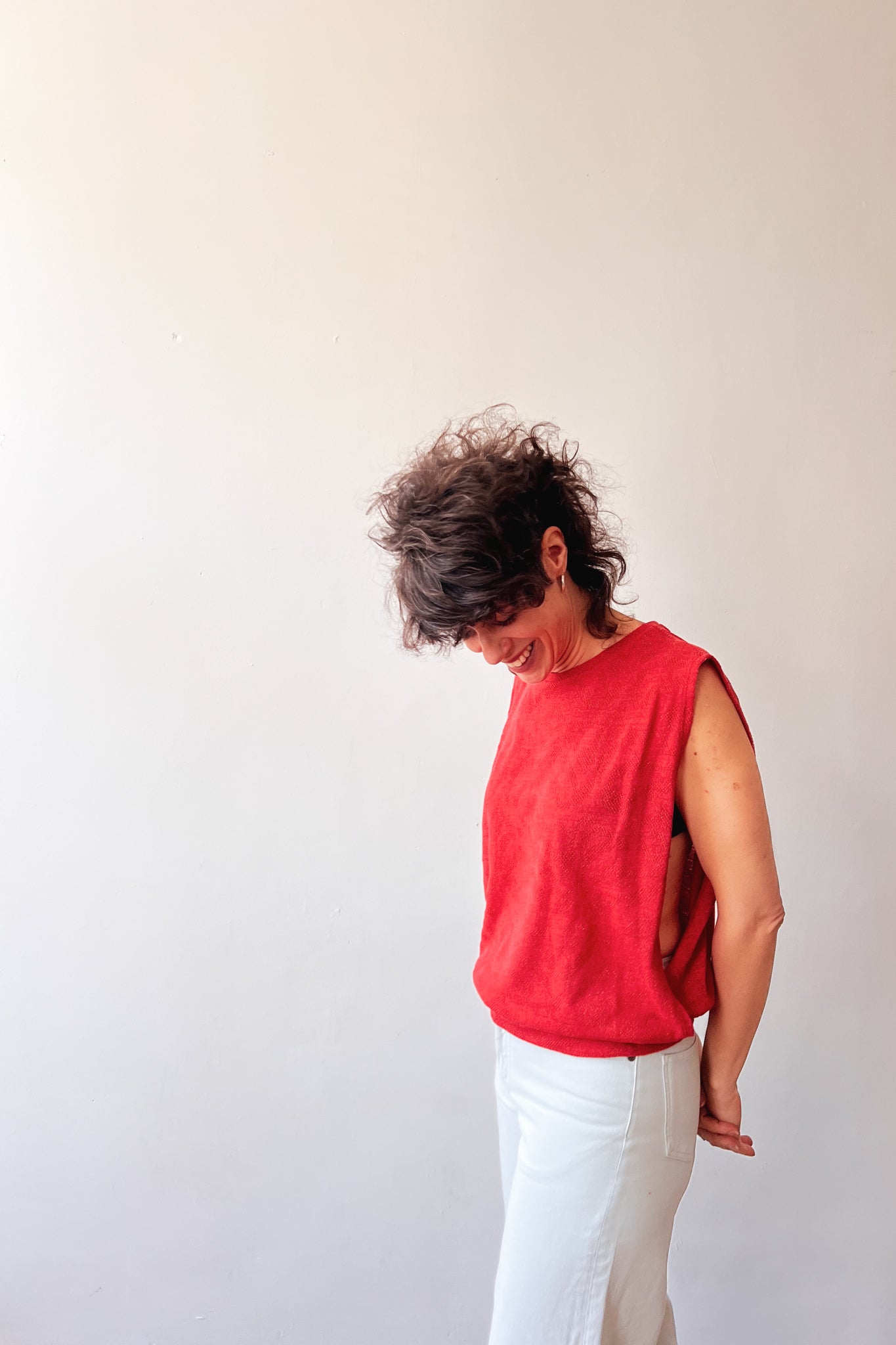 Mouwloze Sweater Sienna - Coral Jacquard