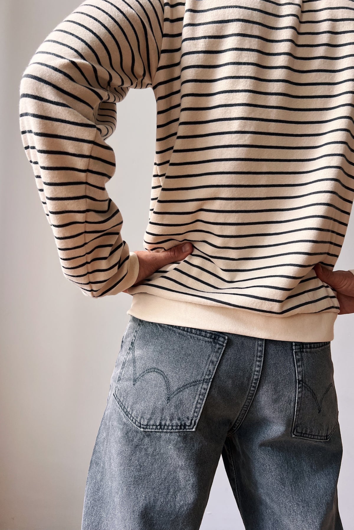 Sweatshirt Seb - Oat Grey Stripes