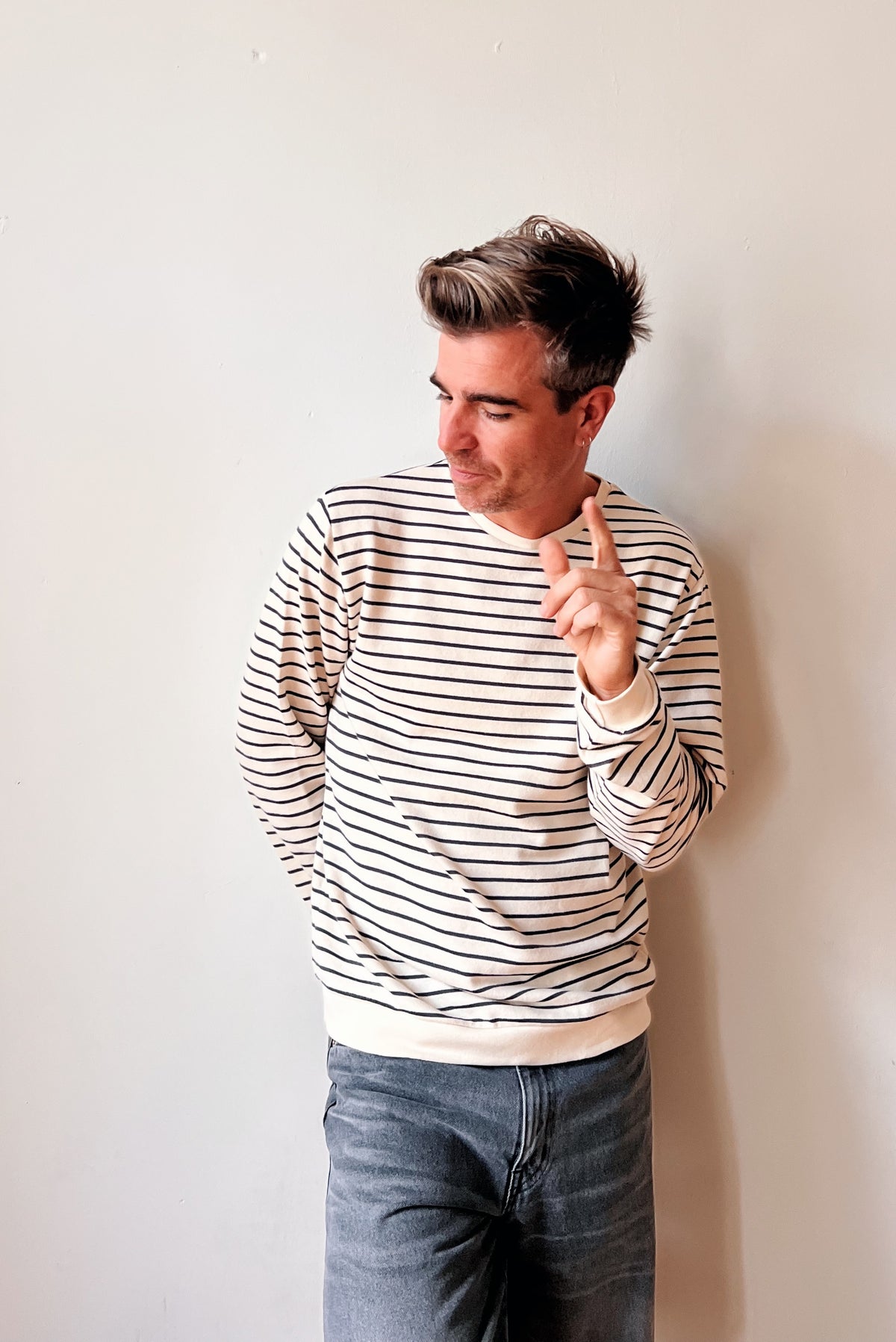 Sweatshirt Seb - Oat Grey Stripes