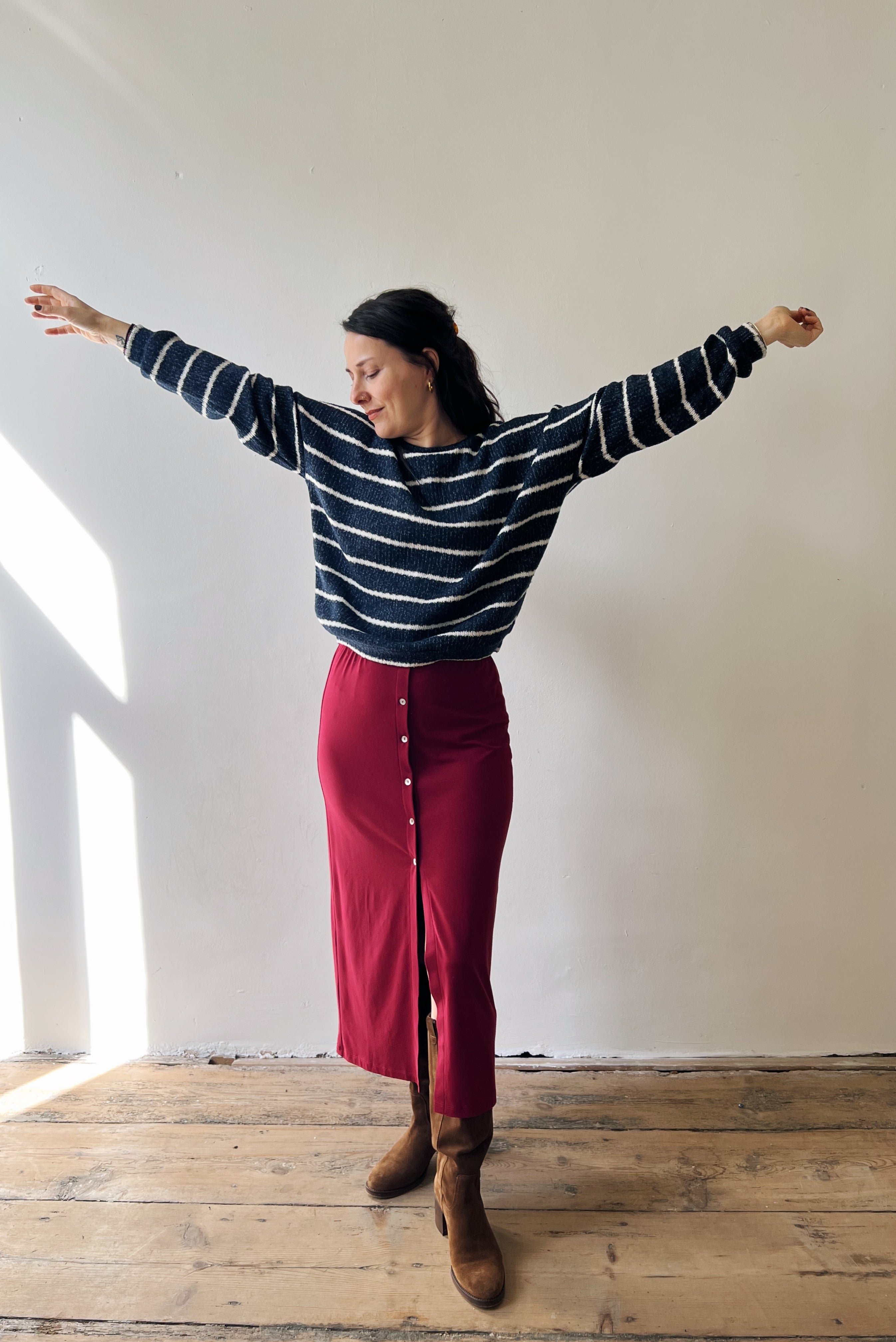 Gebreide Sweater Isa - Blue Melange Stripes