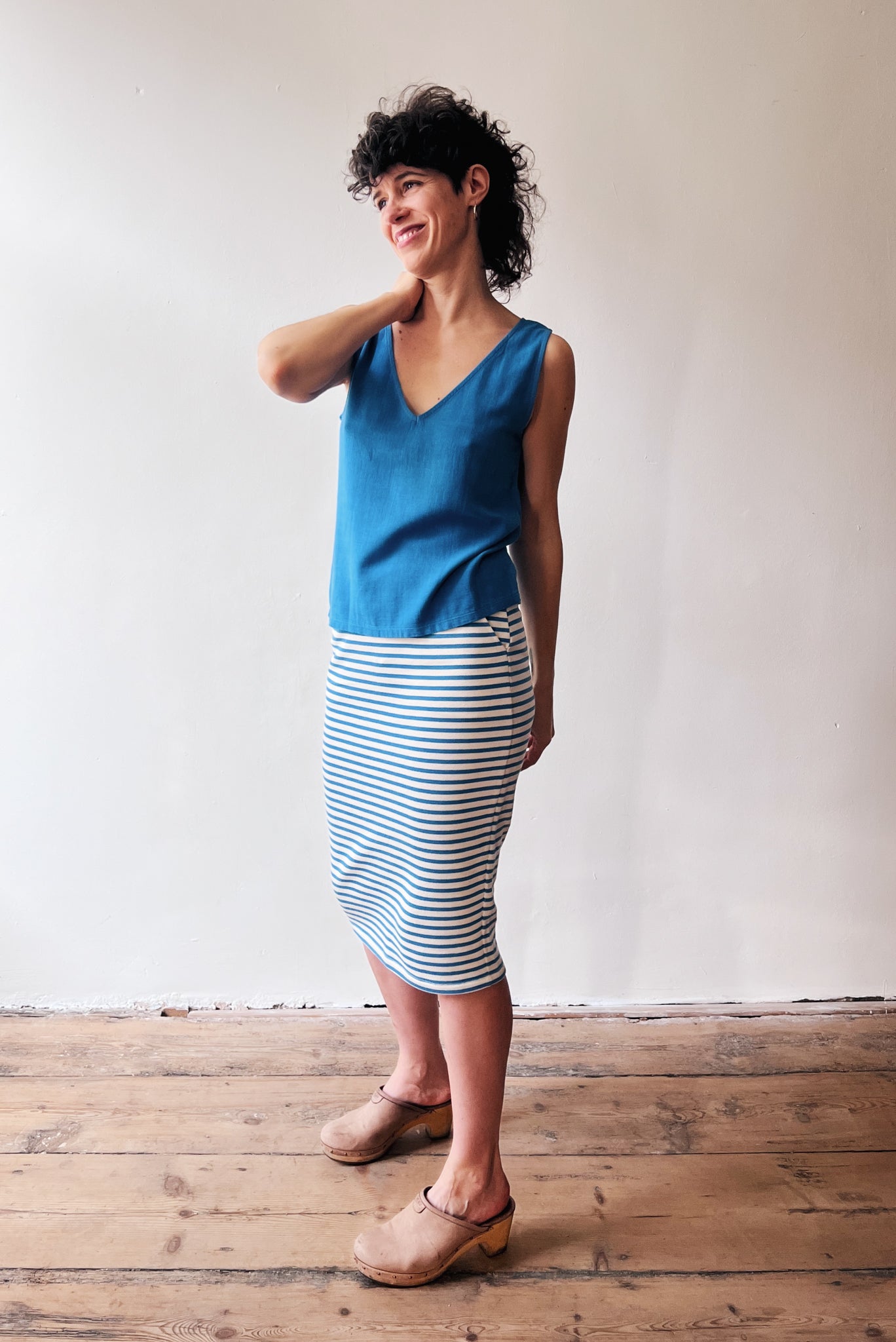 Skirt Olivia - Bright Blue Stripes
