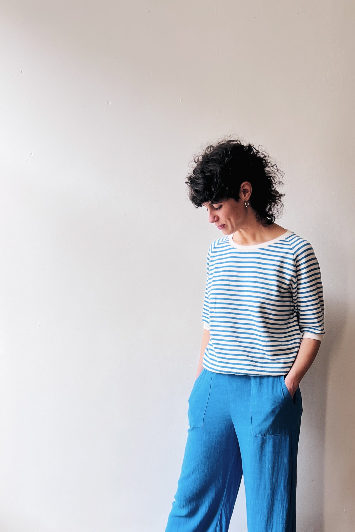 Midsleeve Sweater Cosette - Bright Blue Stripes