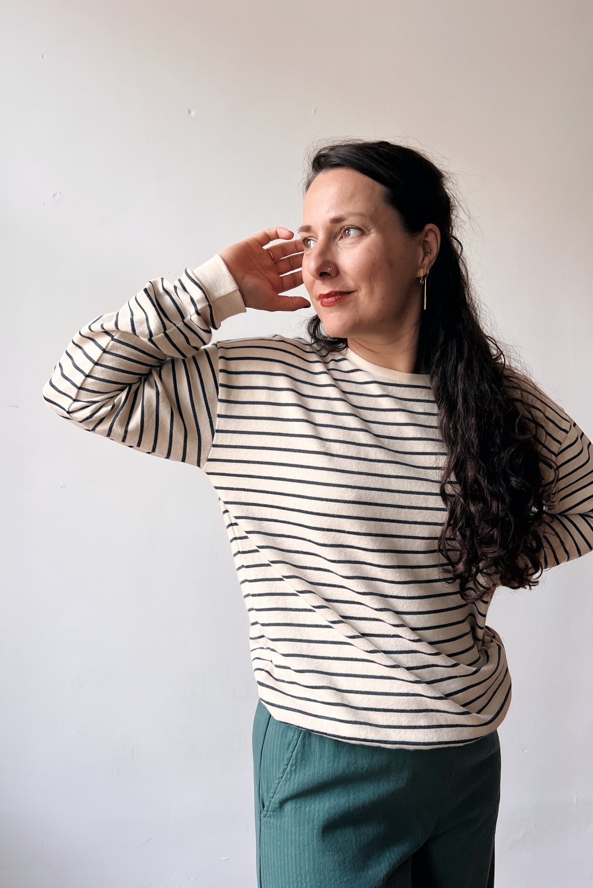 Sweatshirt Sam - Oat Grey Stripes