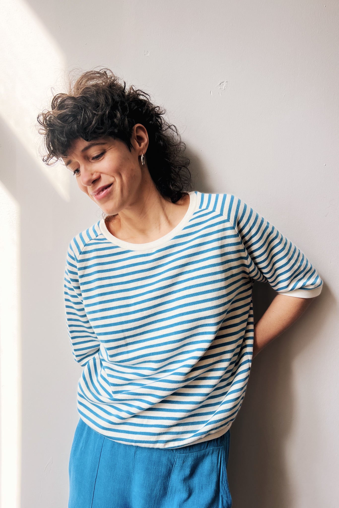 Midsleeve Sweater Cosette - Bright Blue Stripes