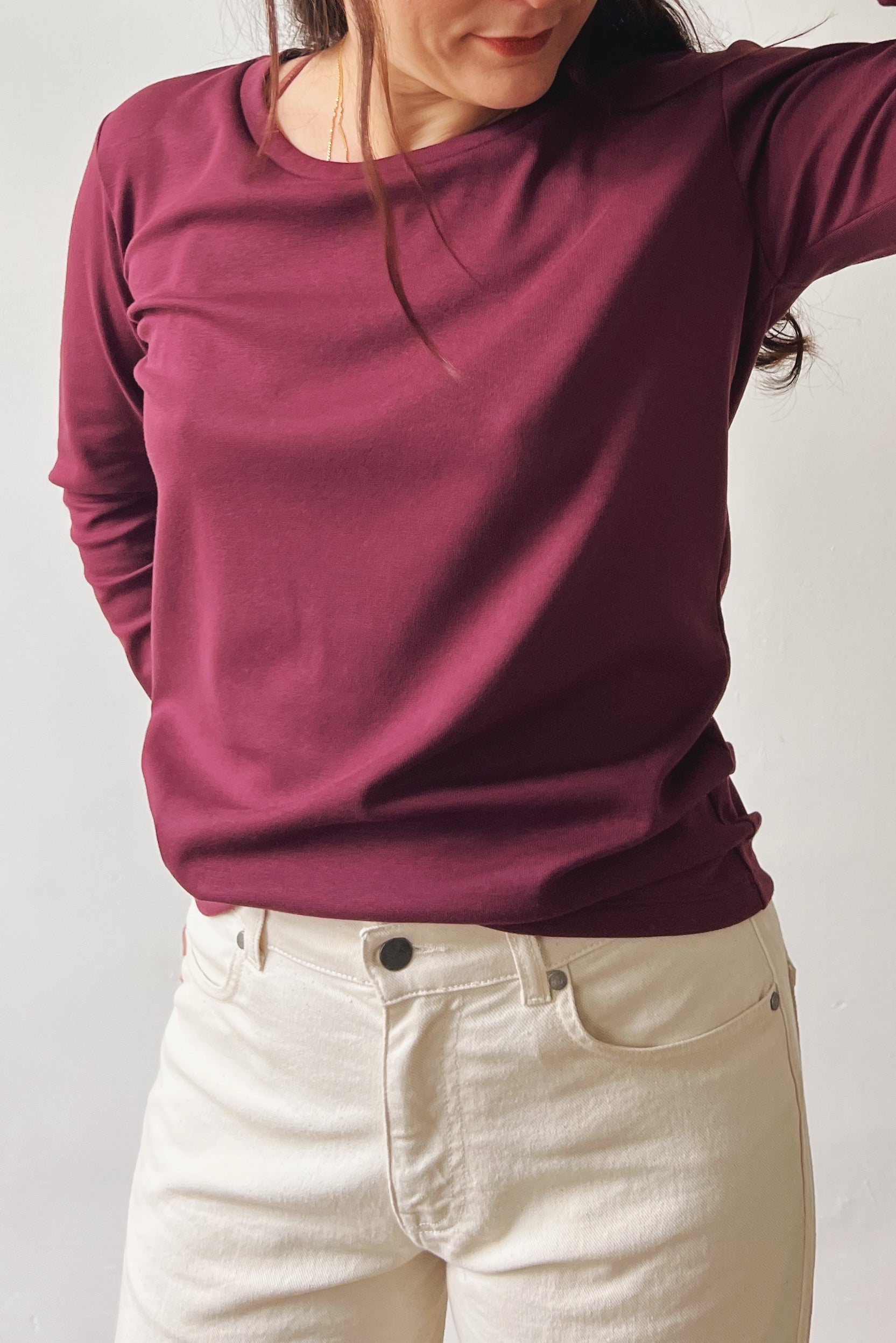 Longsleeve Jula - Rib Aubergine