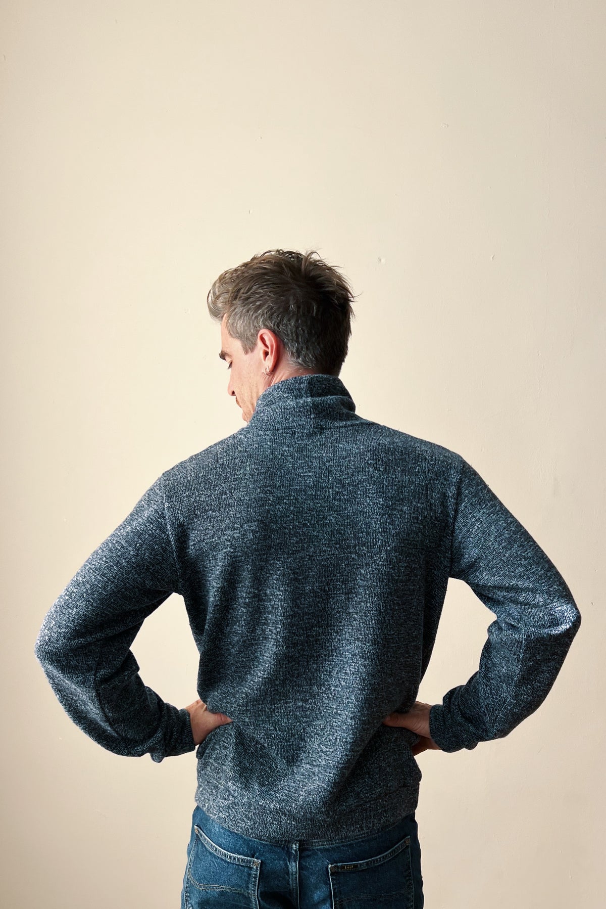 Knitted Turtle Sweater Lee - Grey Blue Melange