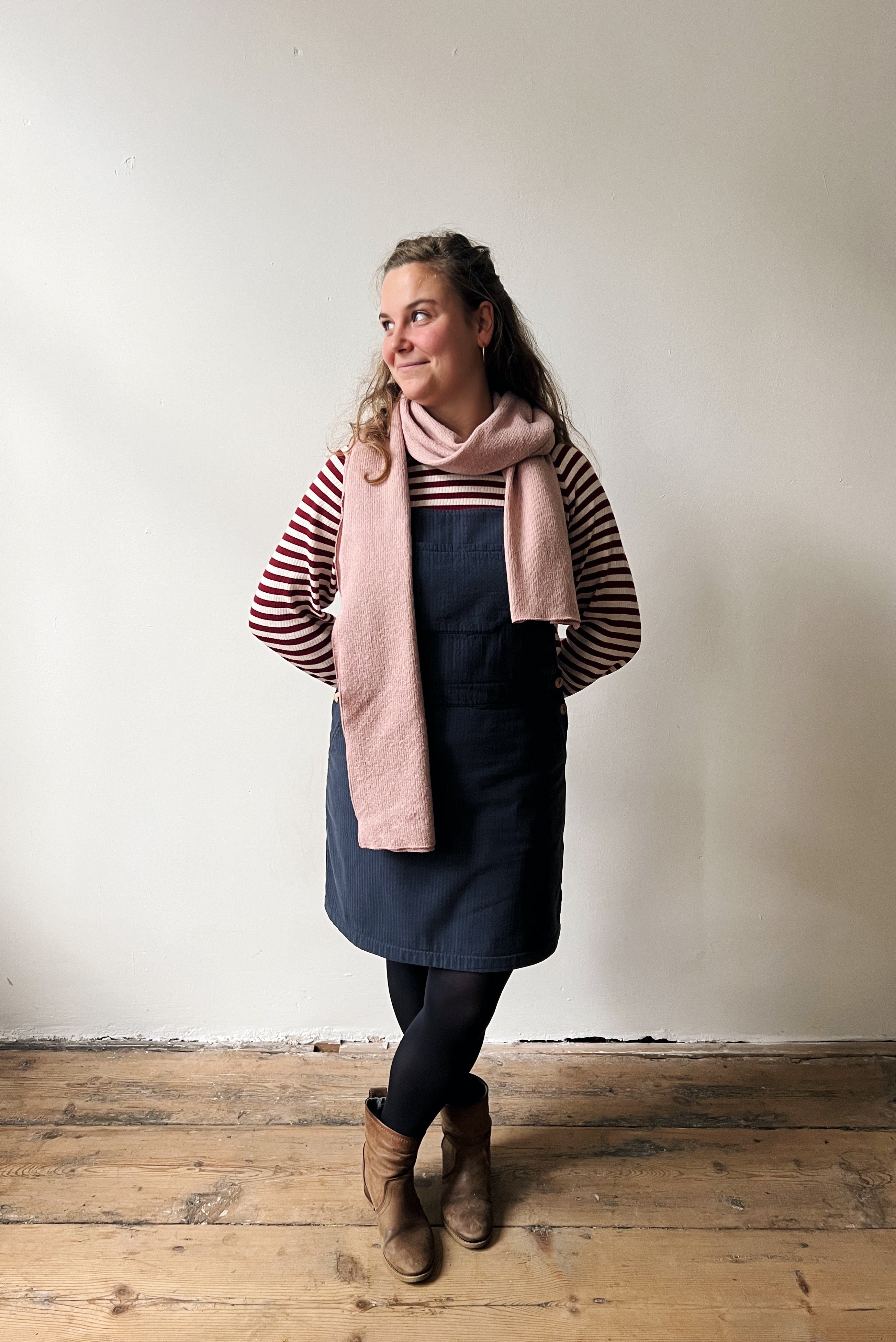 Salopettedress Kimberley - Reversed Corduroy - Faded Blue