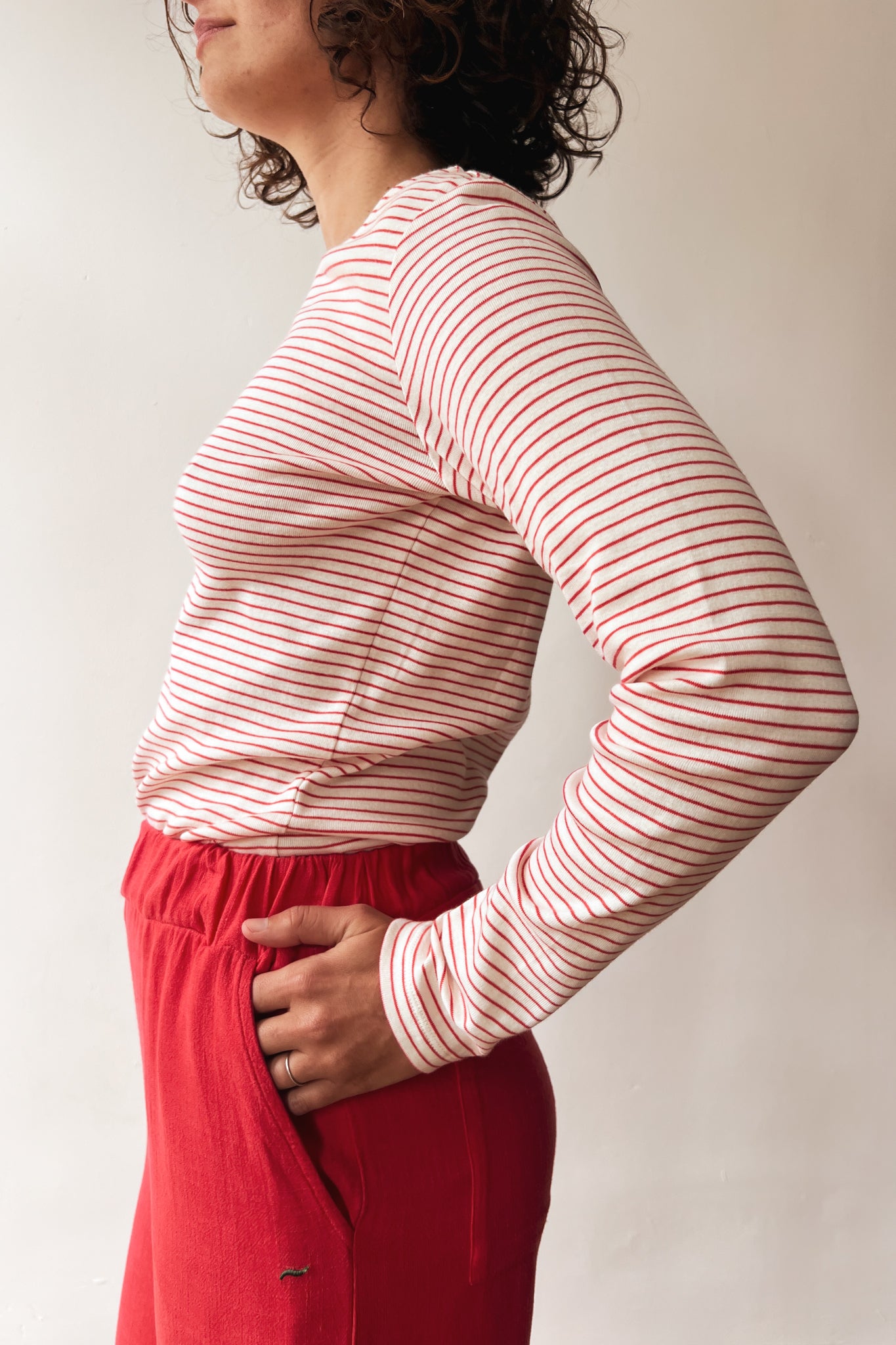 Longsleeve Ida - Coral Stripes