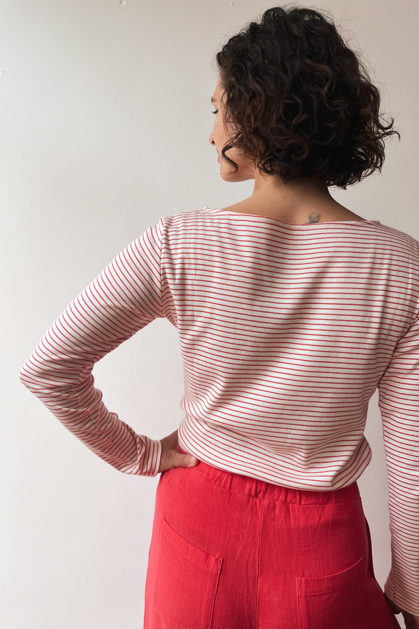 Longsleeve Ida - Coral Stripes