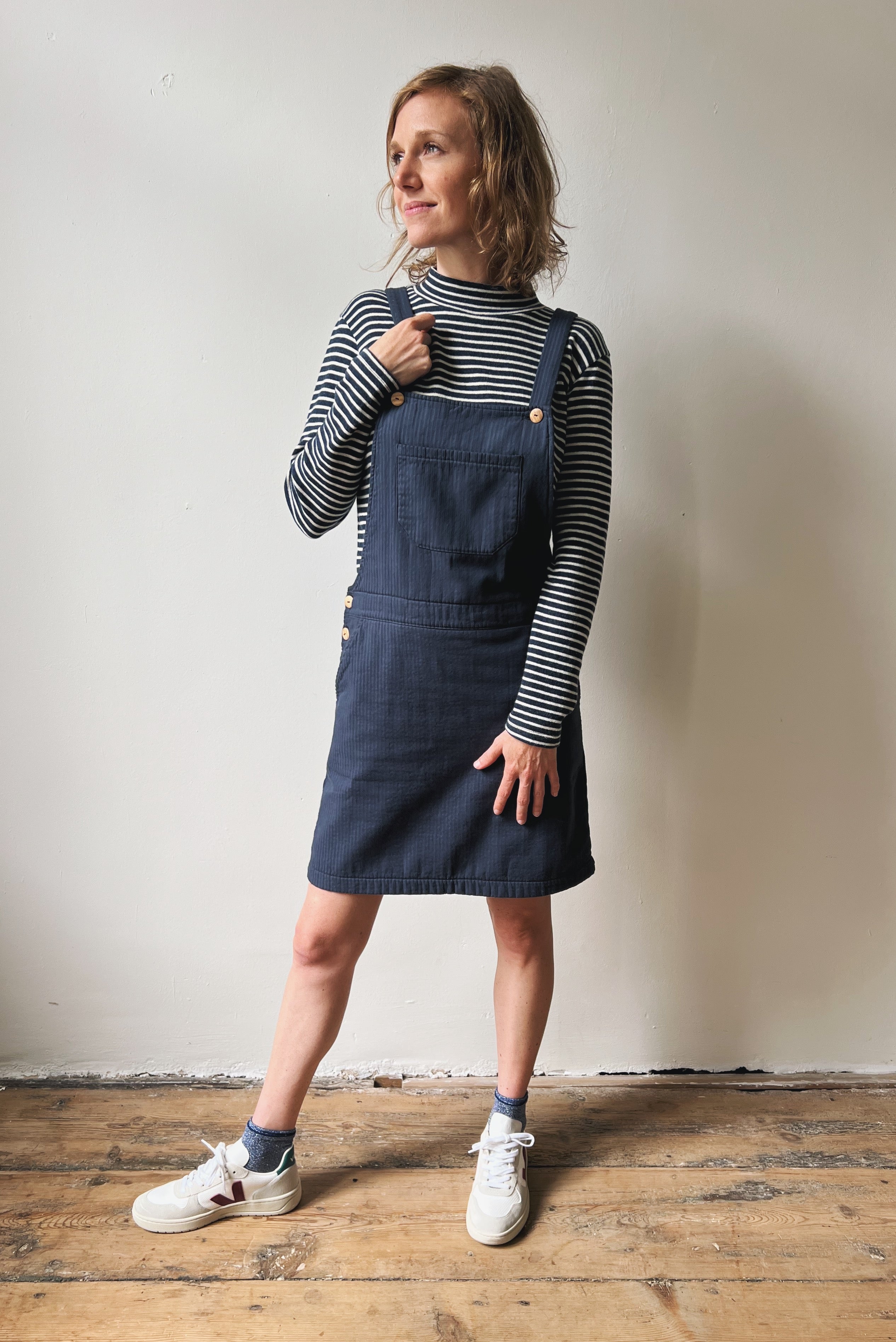 Salopettedress Kimberley - Reversed Corduroy - Faded Blue