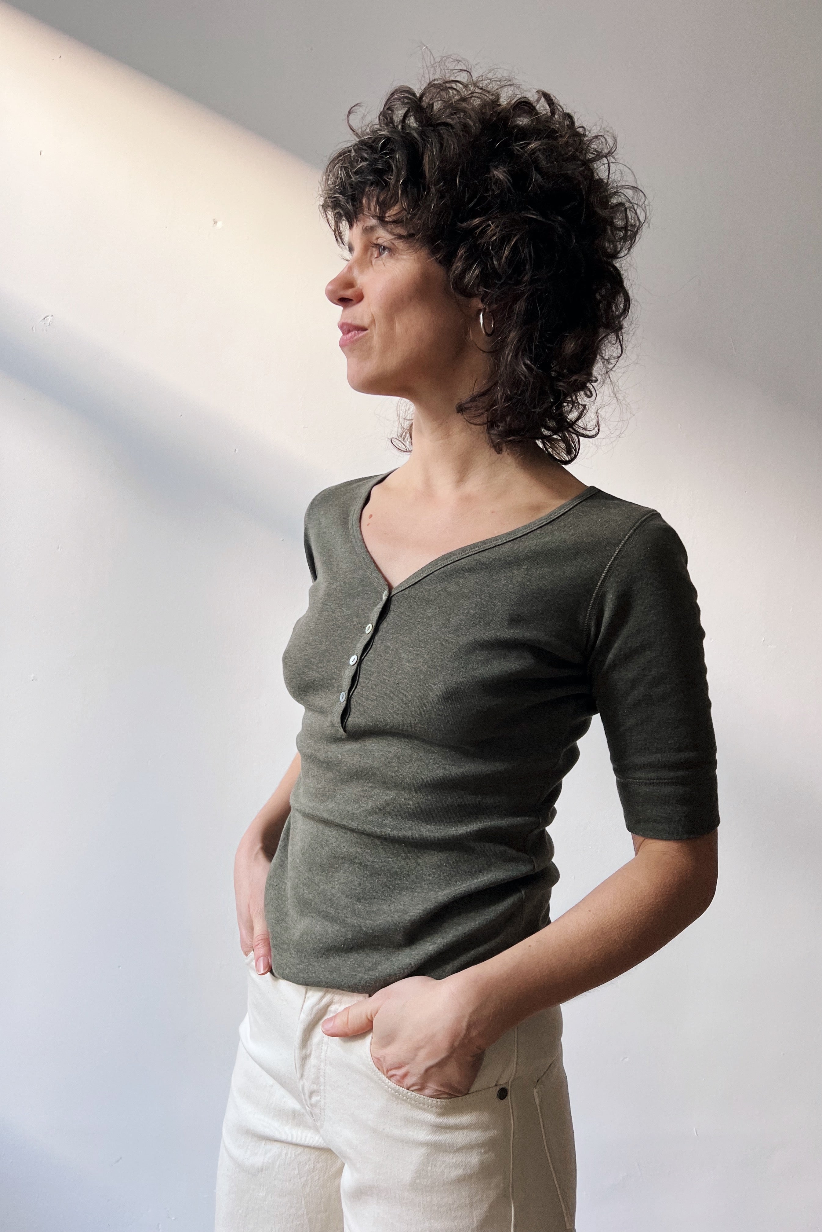 Longsleeve Holly - Moss Melange Rib
