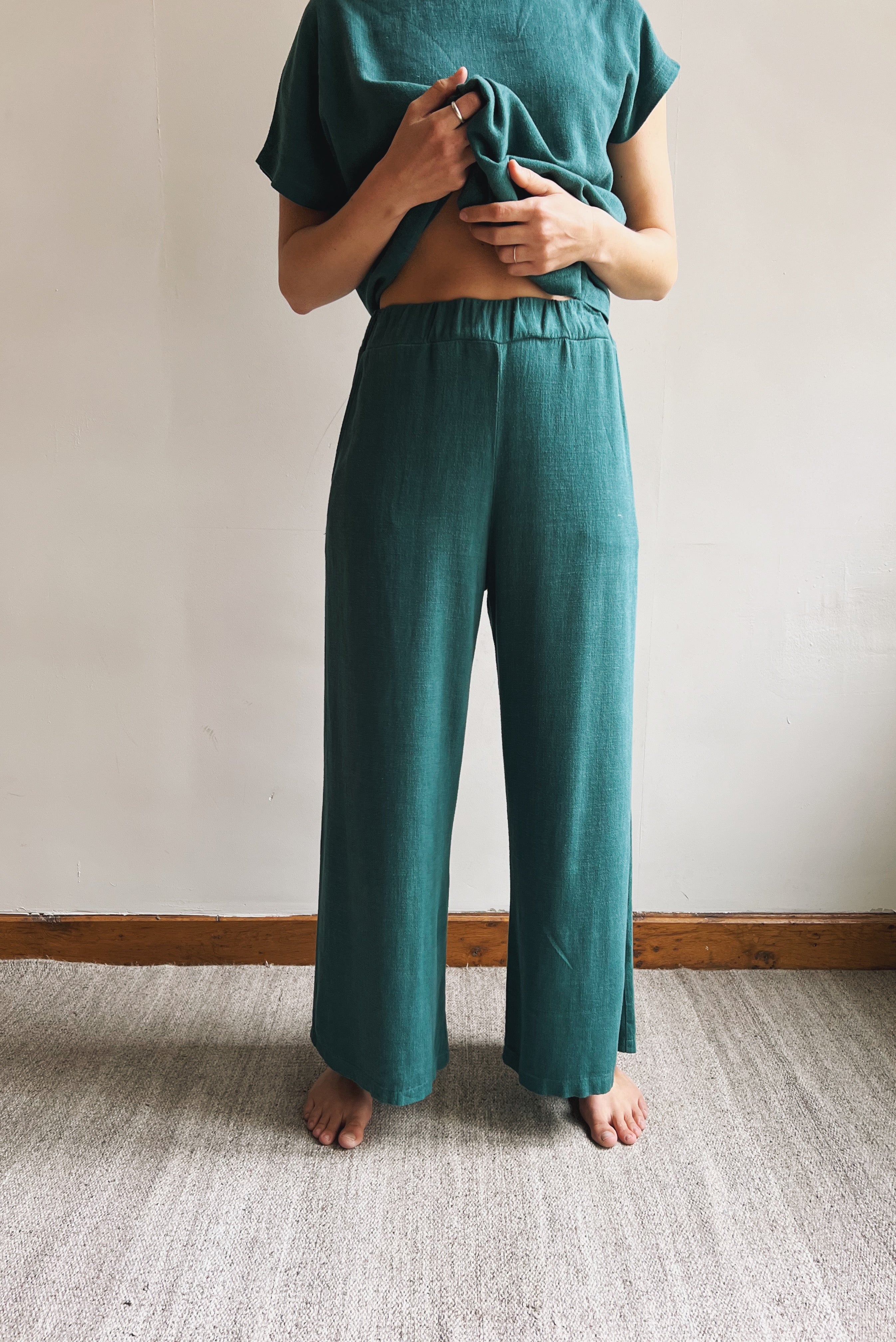 the dão store - Wide 7/8 Pants Mira - Bistro Green - Pants | Jumpsuits
