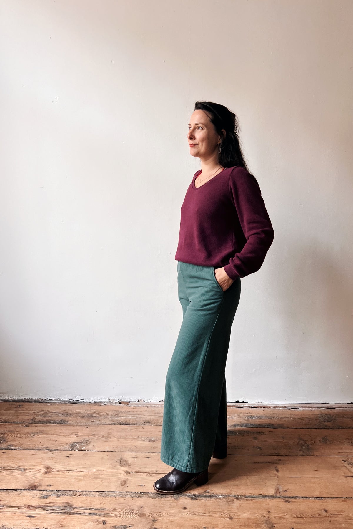 Wijde Broek Marta - Reversed Corduroy - Sage