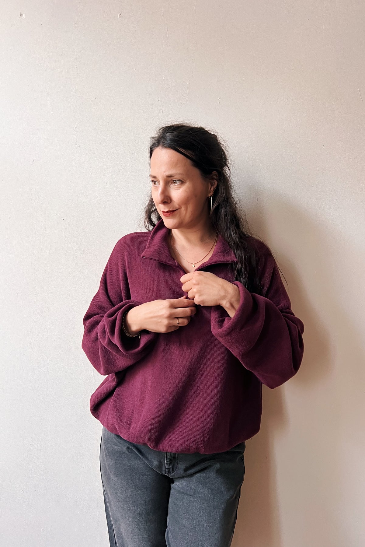 Knitted Sweater Bea - Aubergine