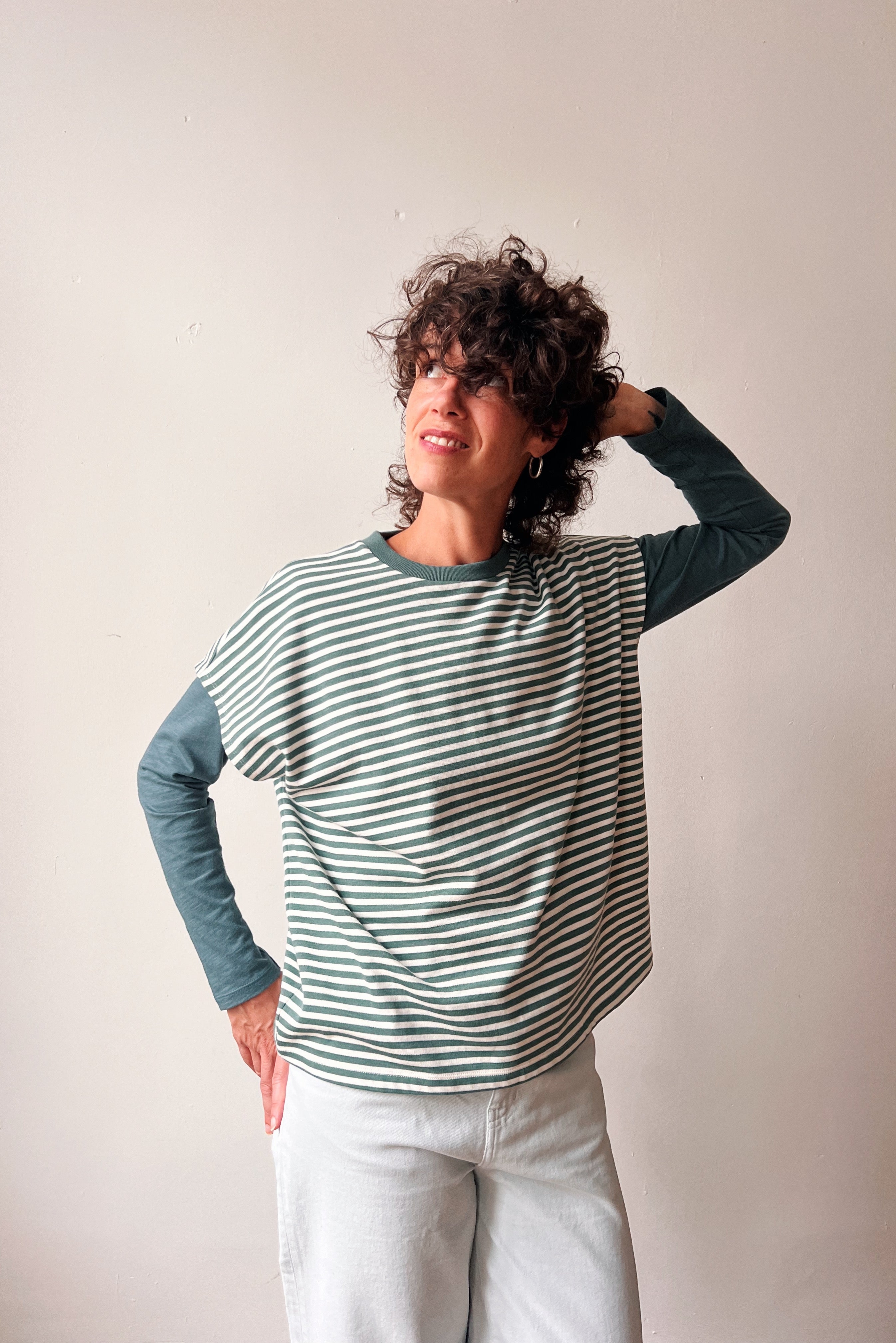 Sleeveless Sweater Ayla - Sage Stripes
