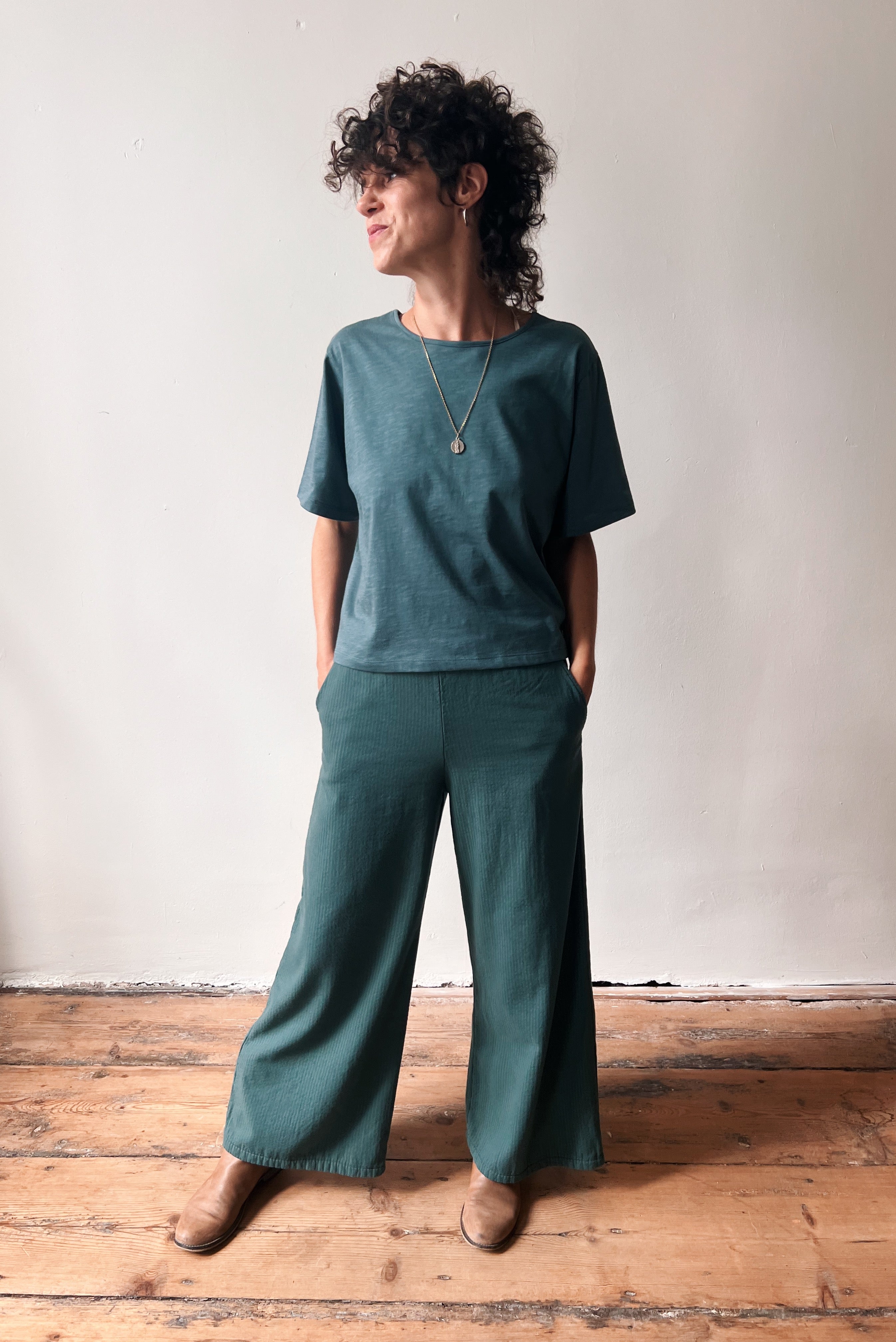 Wijde Broek Marta - Reversed Corduroy - Sage
