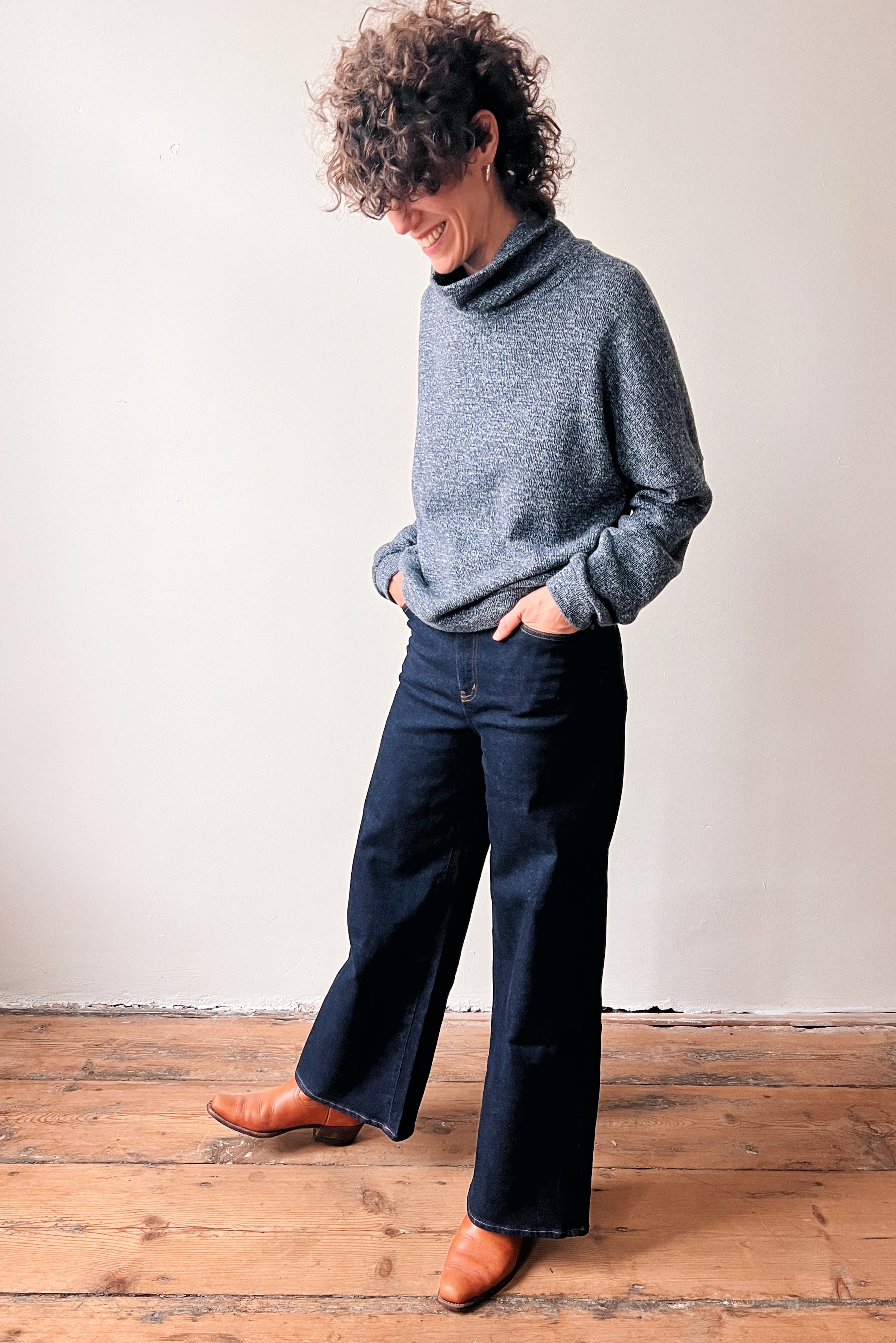 Knitted Sweater Irma - Grey Blue Melange