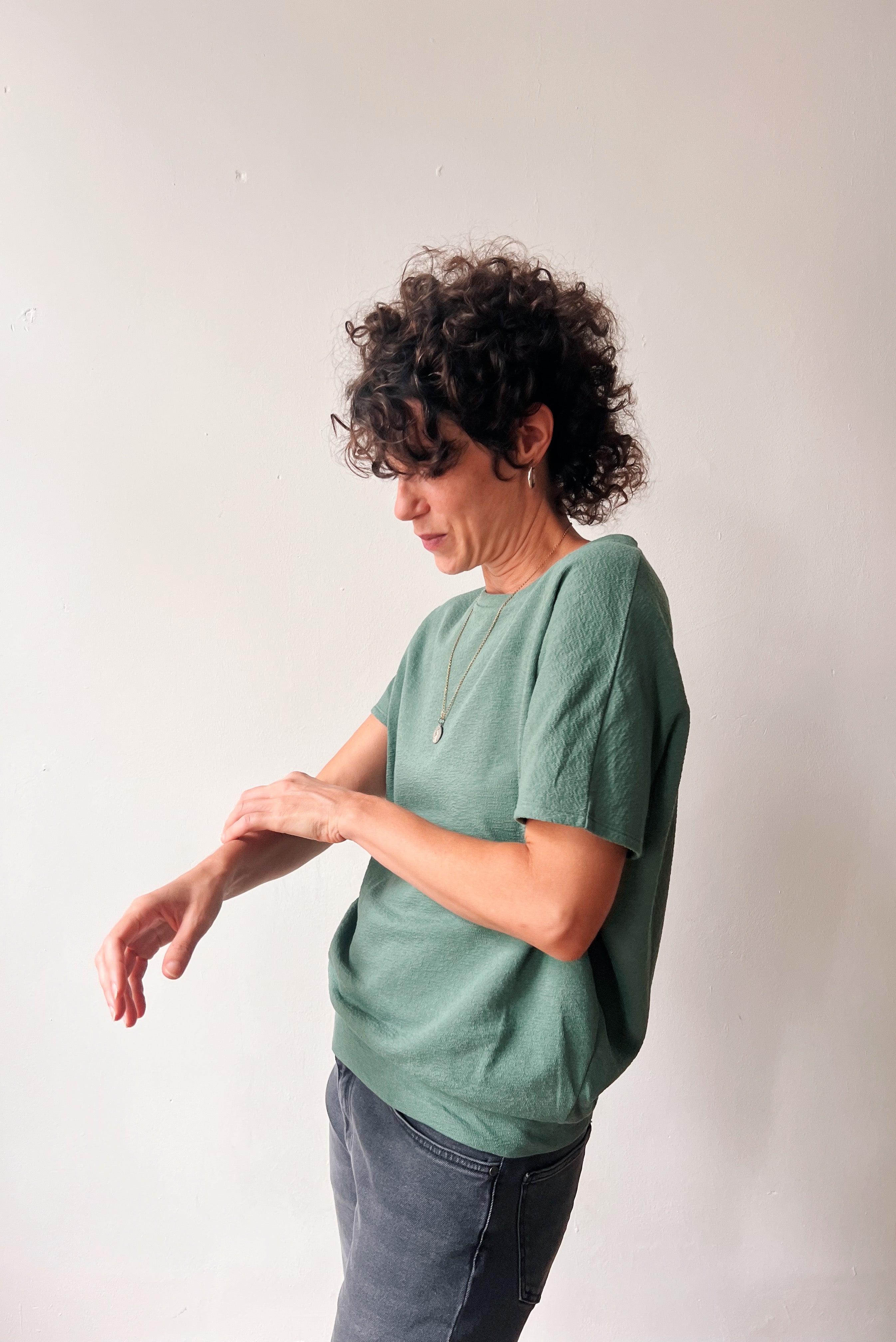 Shortsleeve Sweater Lucia - Soft Sage