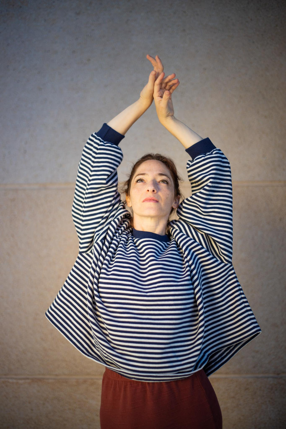 The Greii Brown and White Striped Lightweight Sweater 30a