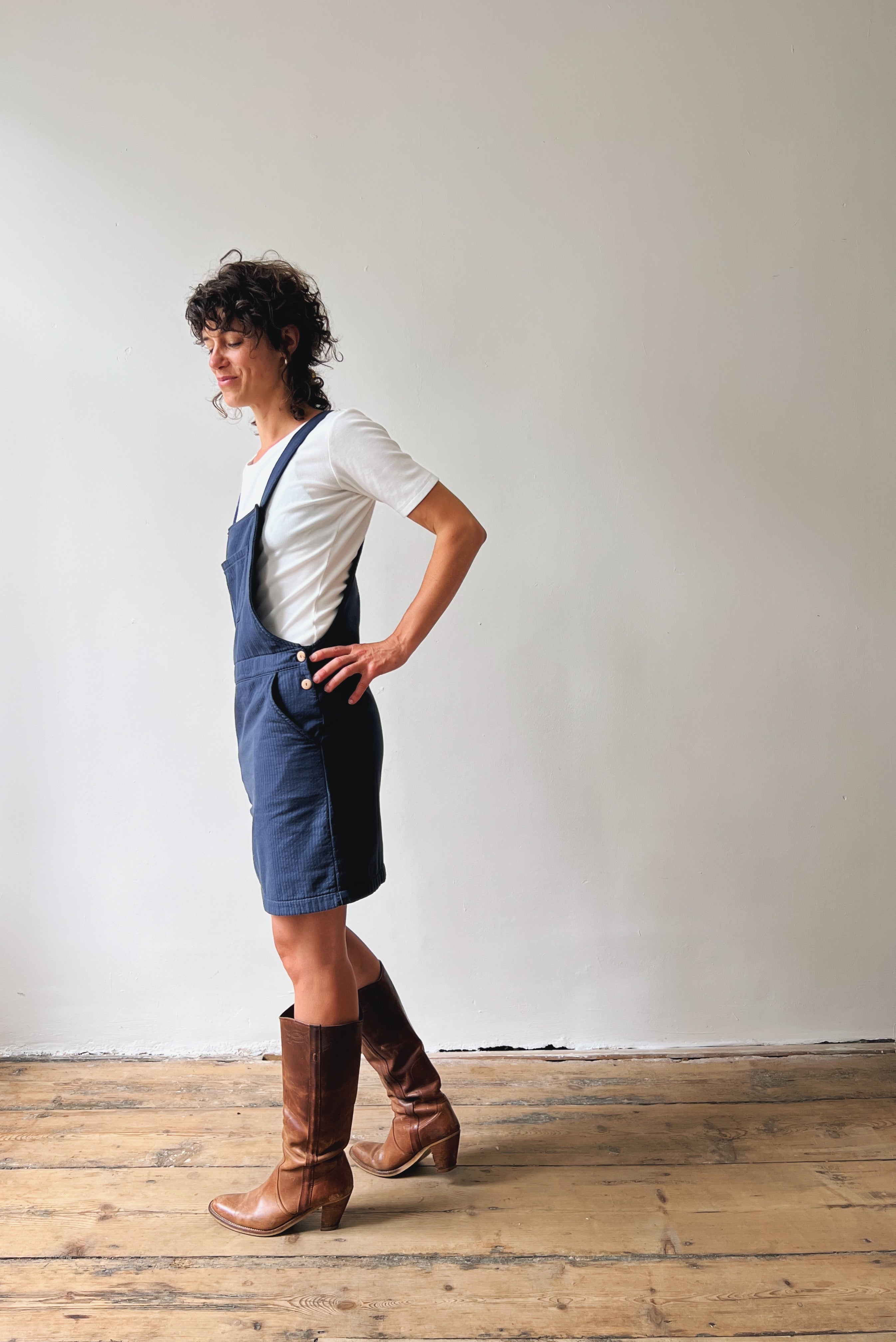 Salopettedress Kimberley - Reversed Corduroy - Faded Blue