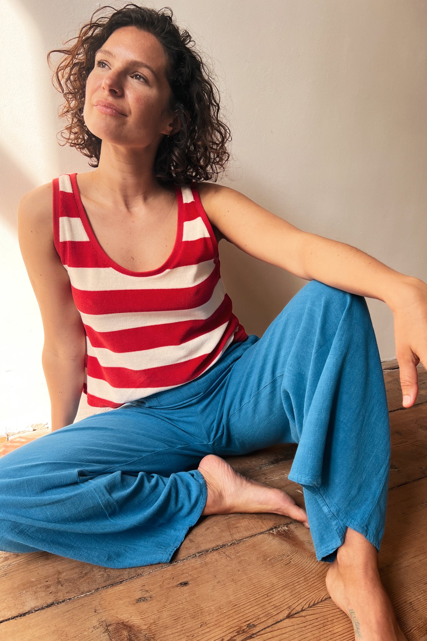 Top Marcela - Coral Terry Stripes