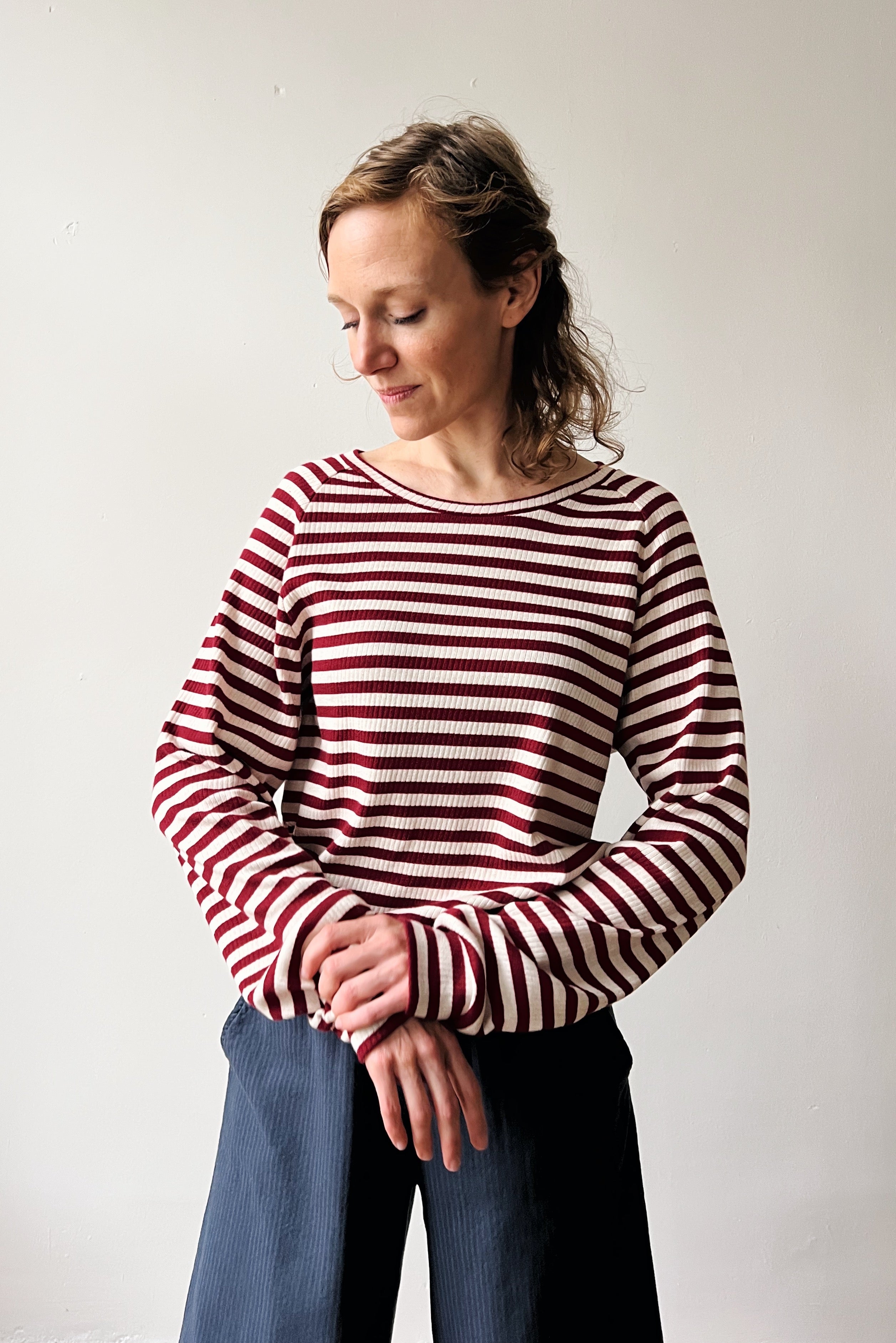 Sweater Michelle  - Pomegranate Stripes Rib