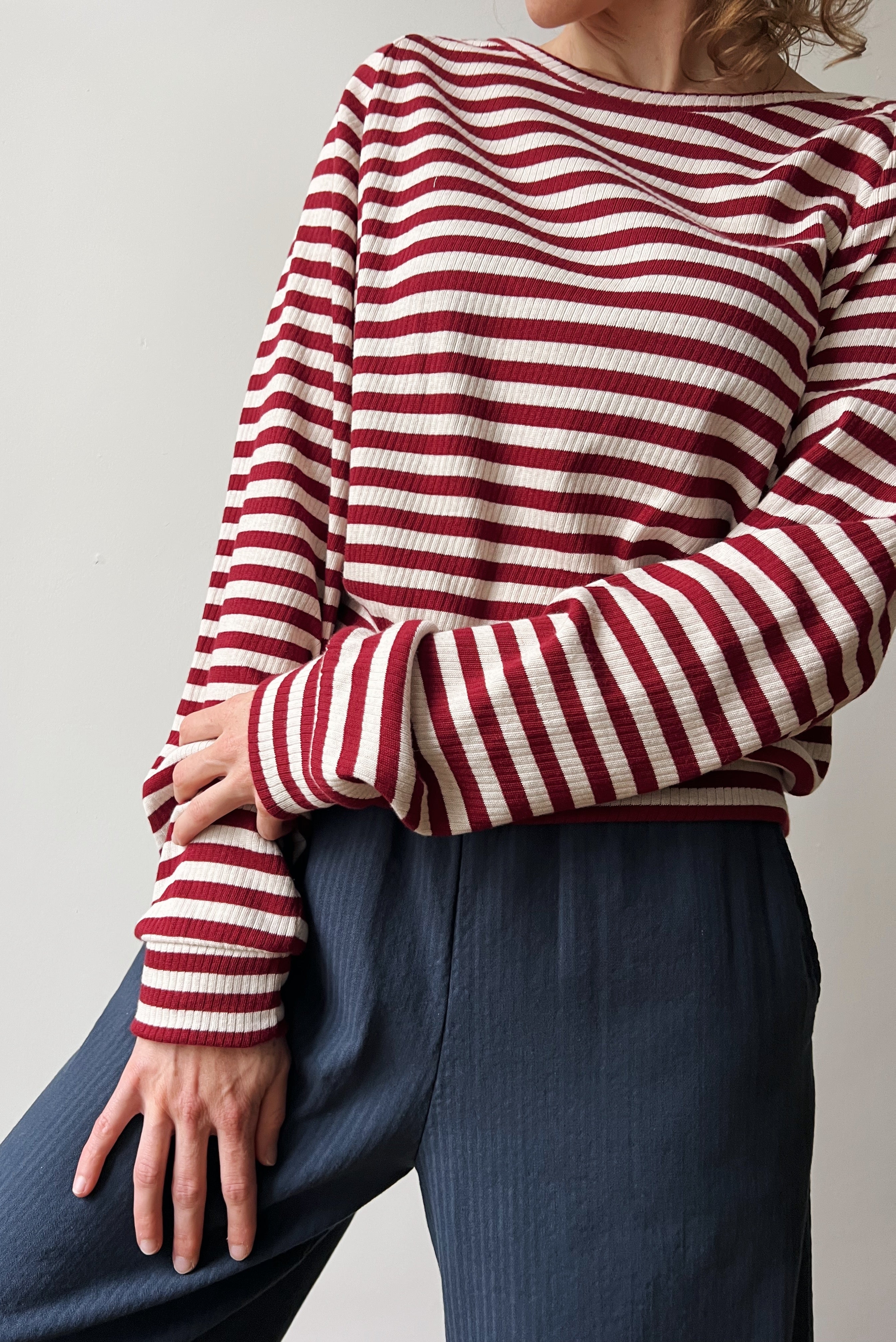 Sweater Michelle  - Pomegranate Stripes Rib