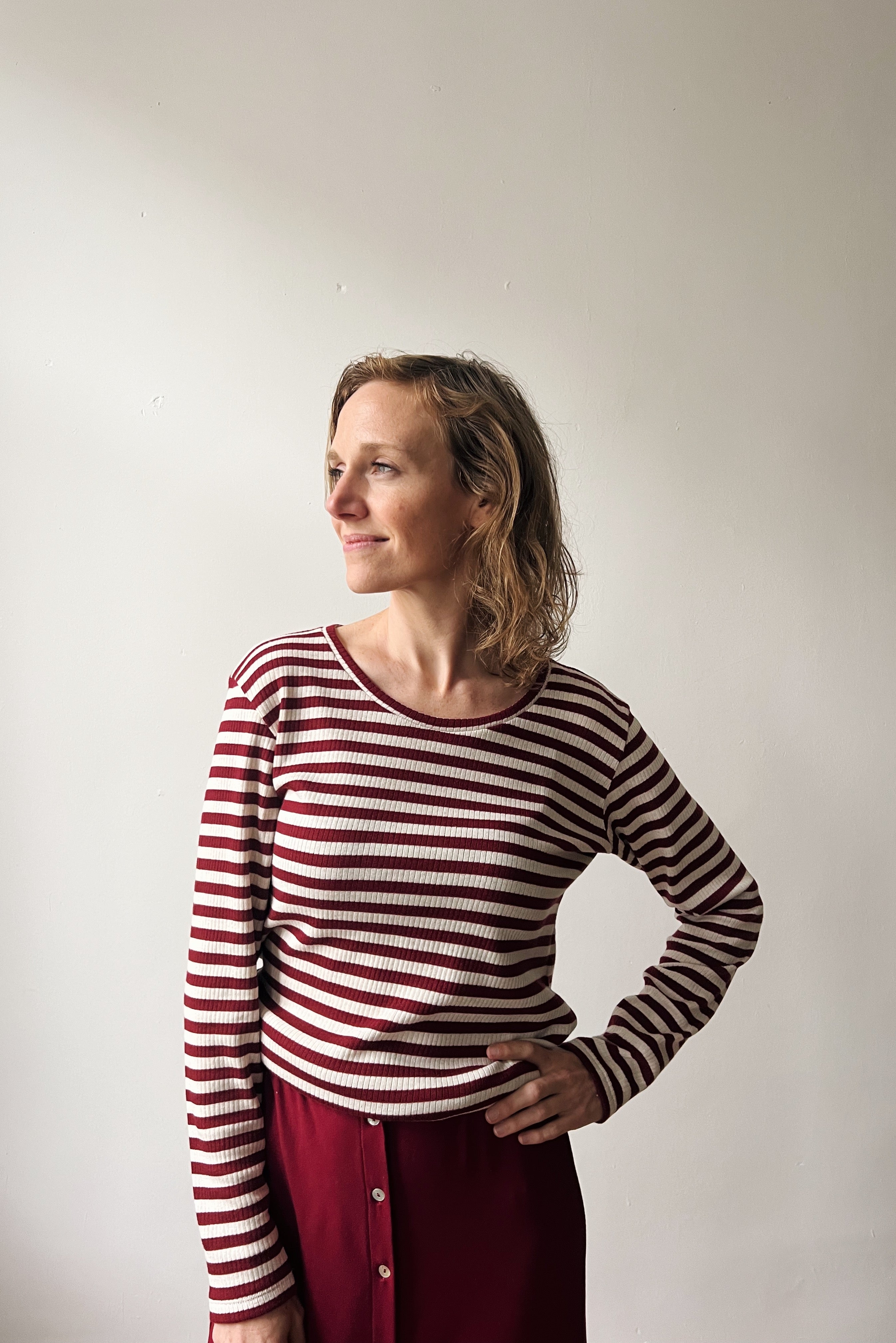 Longsleeve Jula - Pomegranate Stripes Rib