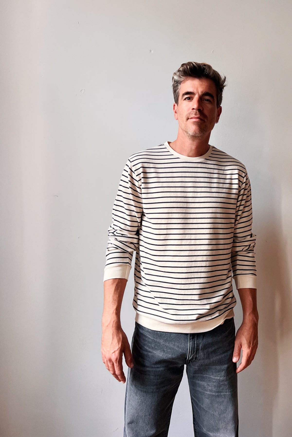 Sweatshirt Seb - Oat Grey Stripes