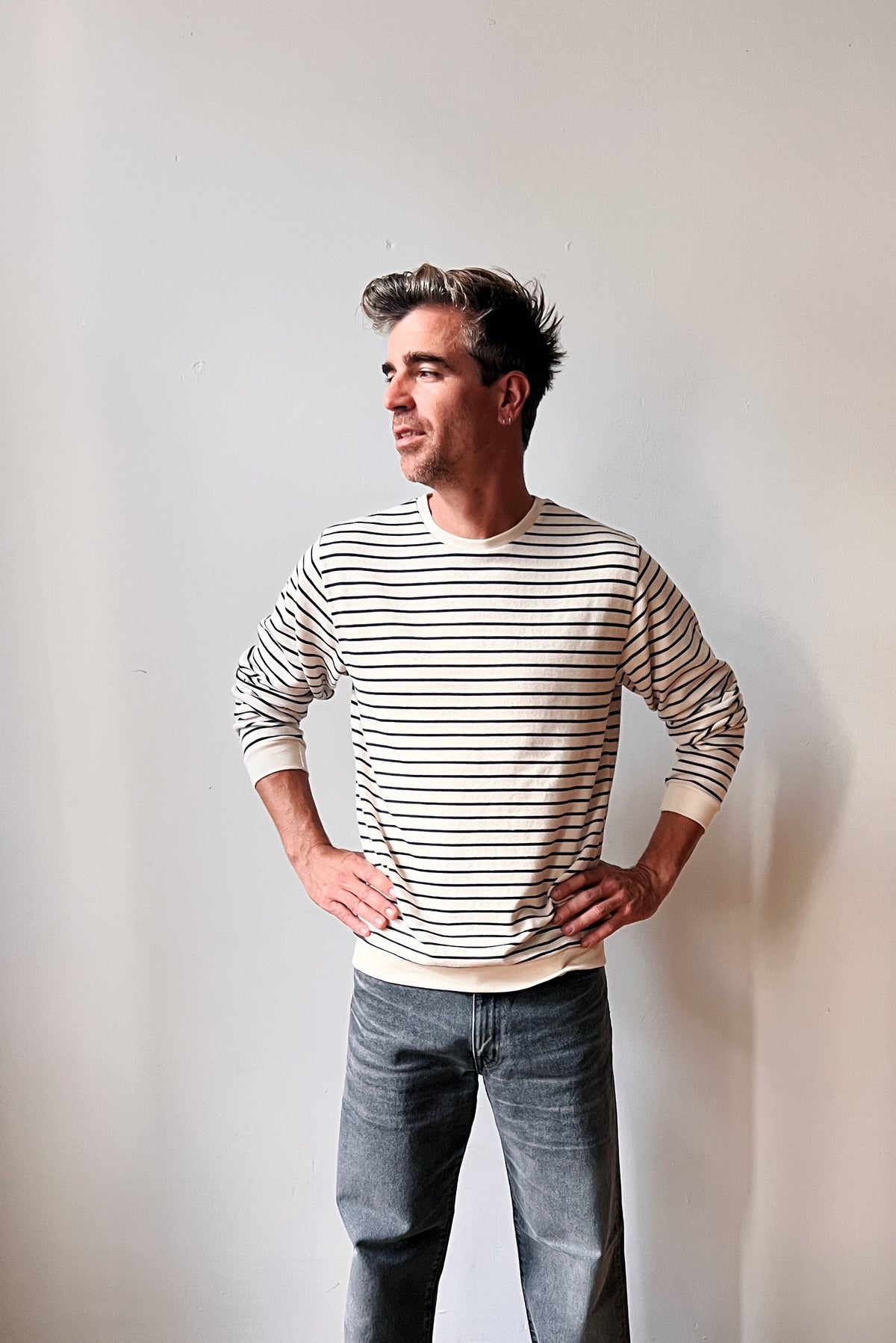 Sweatshirt Seb - Oat Grey Stripes
