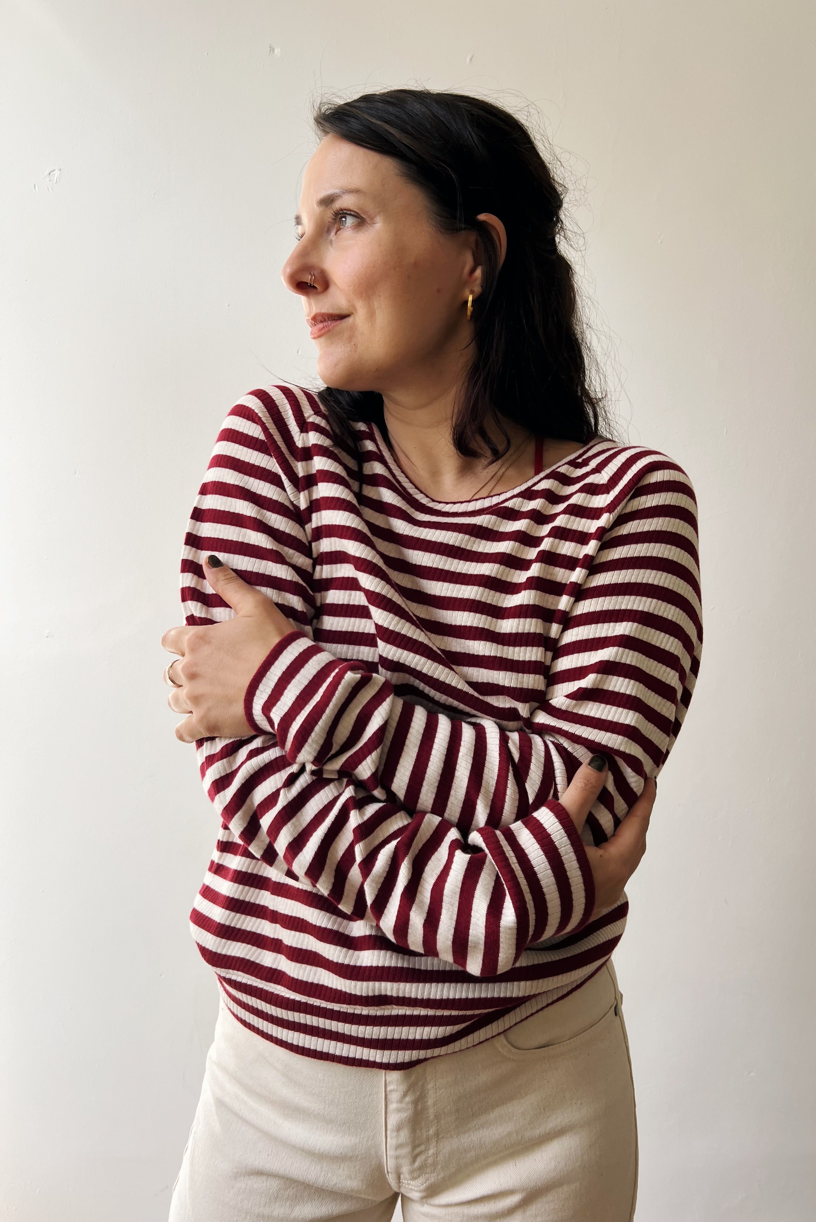 Sweater Michelle  - Pomegranate Stripes Rib