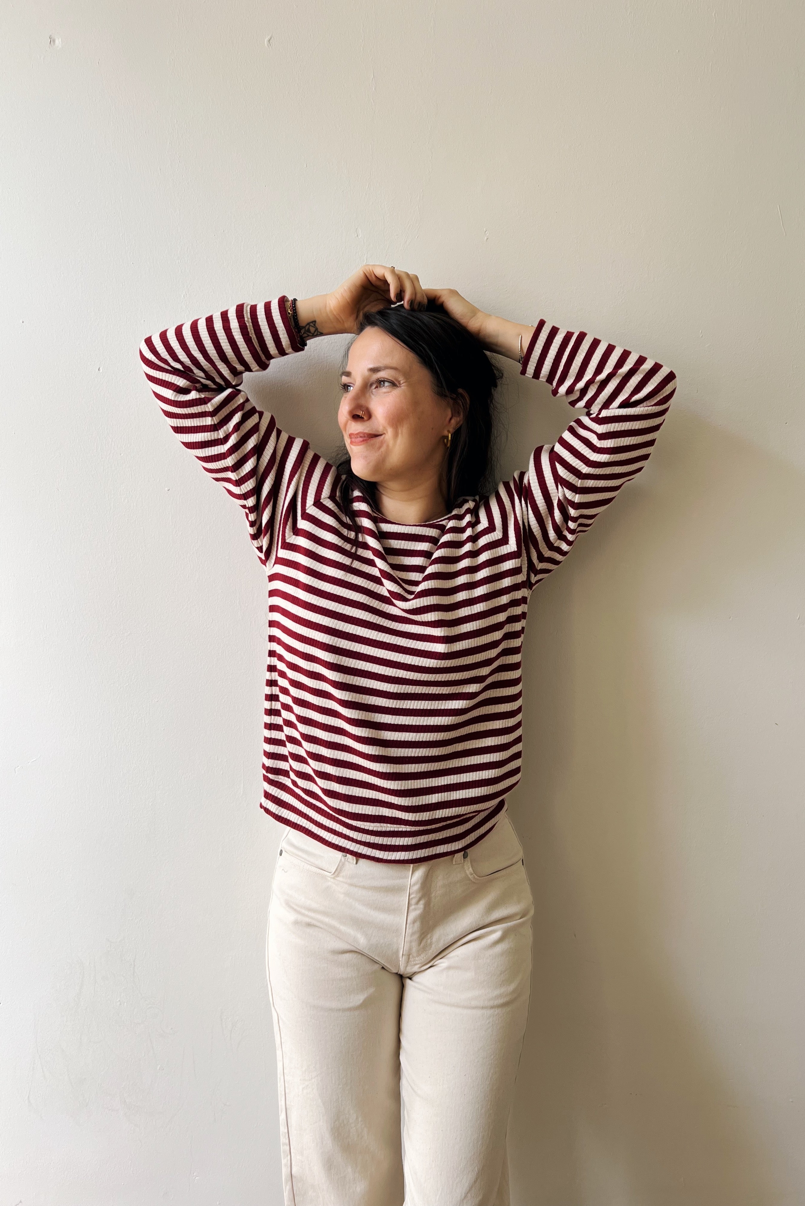 Sweater Michelle  - Pomegranate Stripes Rib