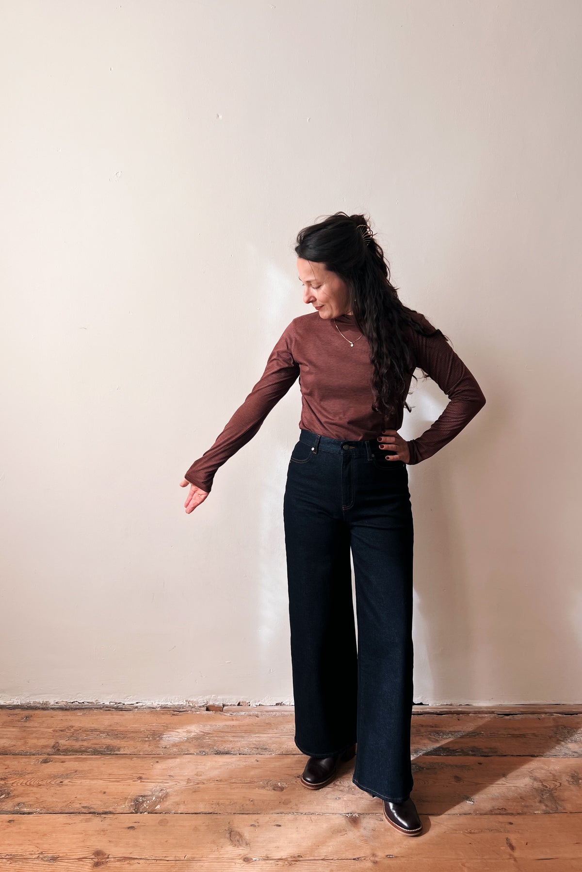 Turtleneck - Bordeaux Caramel Stripes