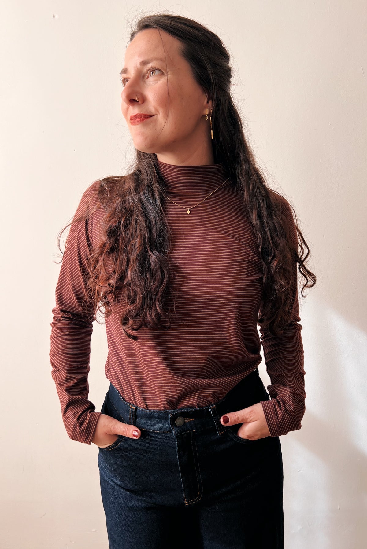 Turtleneck - Bordeaux Caramel Stripes
