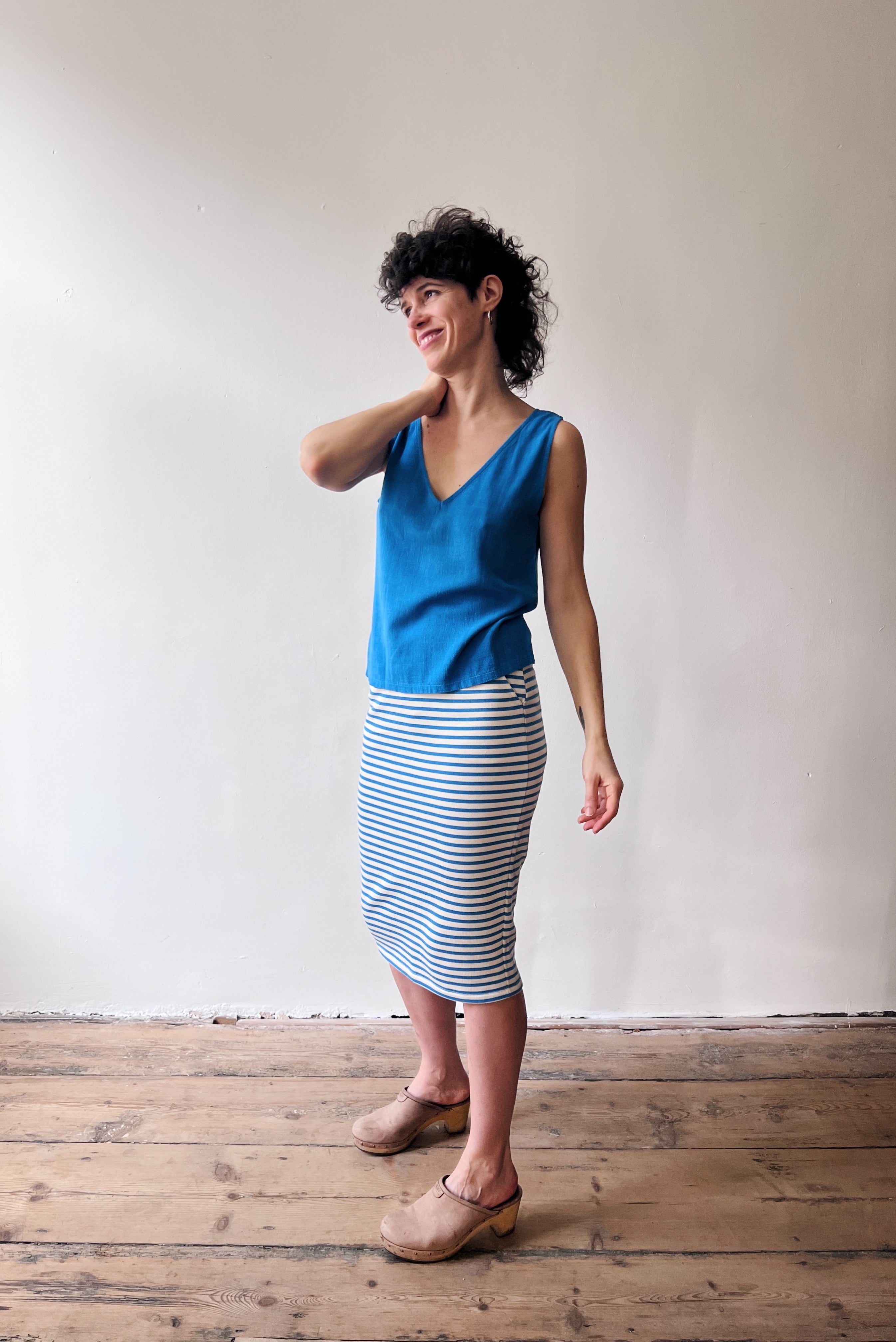 Skirt Olivia - Bright Blue Stripes